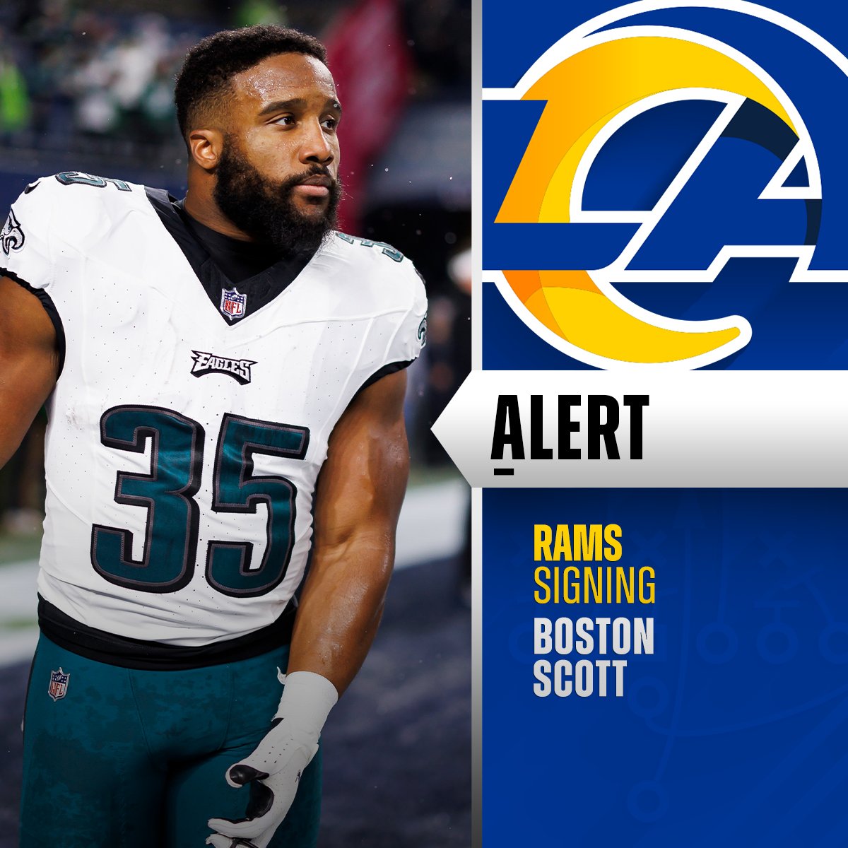 Rams, RB Boston Scott agree to terms on one-year deal. (via @MikeGarafolo)