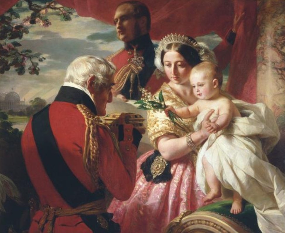 '1st May 1851' commissioned by Queen Victoria from Winterhalter commemorates three events. The 1st birthday of her son Prince Arthur, the 82nd birthday of the Duke of Wellington his godfather, and the opening day of Prince Albert's brainchild the Great Exhibition.