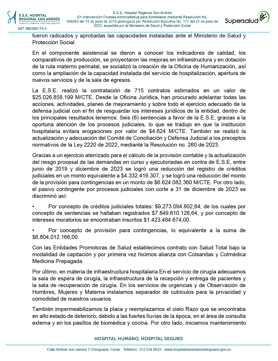 HrsaChiriguana's tweet photo. #HRSATeInforma🗣️ | Audiencia pública de Rendición de Cuentas Vigencia 2023 deja un balance positivo. Uno de nuestros mayores logros fue obtener estados financieros razonables.
Lea nuestro Boletín de prensa e infórmese sobre los resultados de este ejercicio de transparencia. https://t.co/nJUfygJUnU