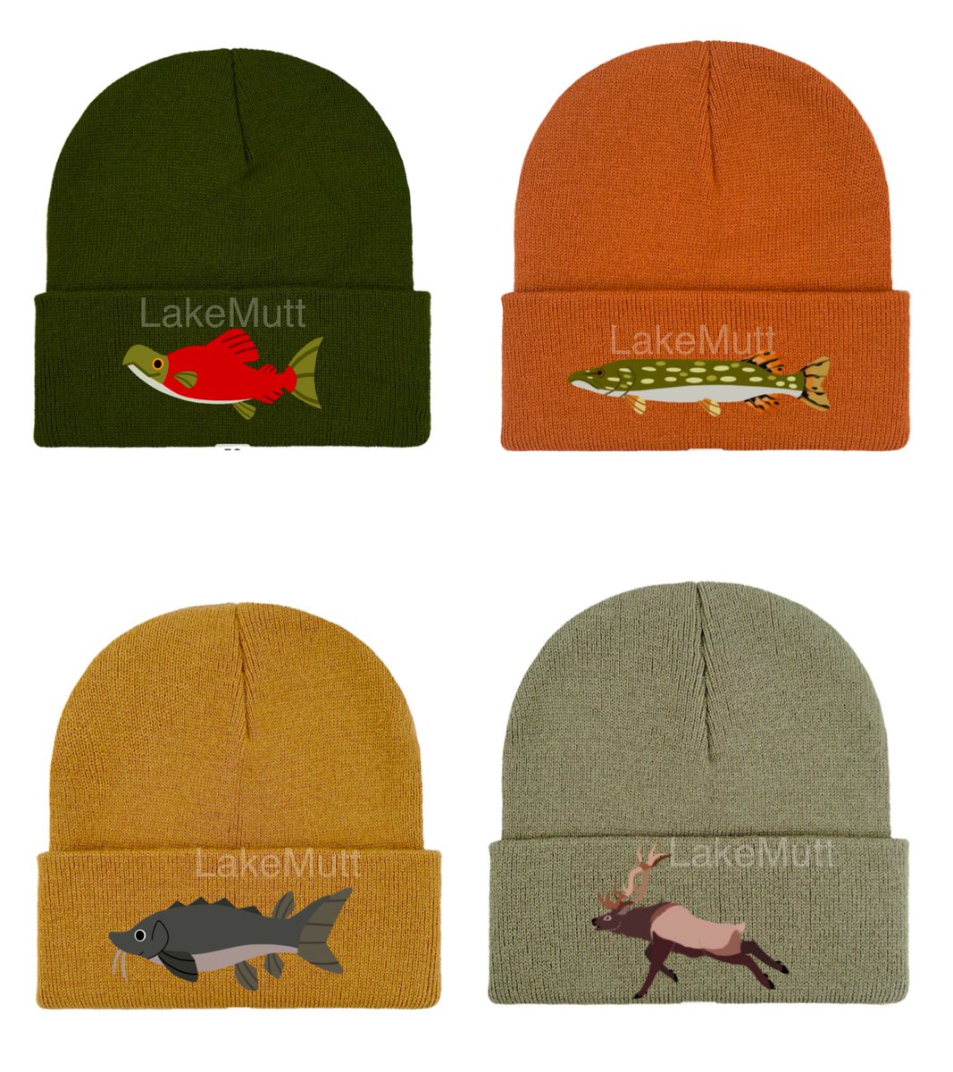 Ok !! Final beanie colors & designs 🐟🦌 And maybeee one more in the works… 🤫