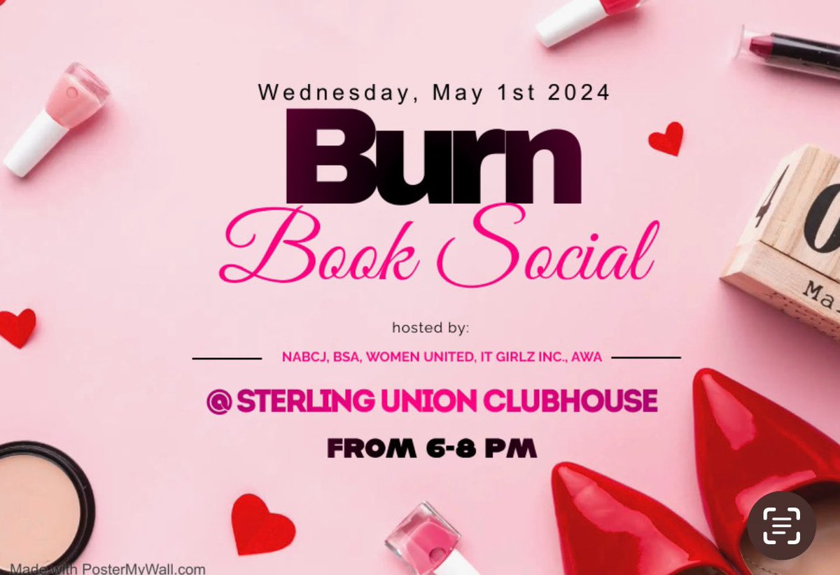 Don’t forget to come out to our burn book social tomorrow with @BSA_ALLDAY , @WomenUnited_ , @itgirlzinc , & @__AsWeAre !!! 
RSVP here ⬇️⬇️
docs.google.com/forms/d/e/1FAI…