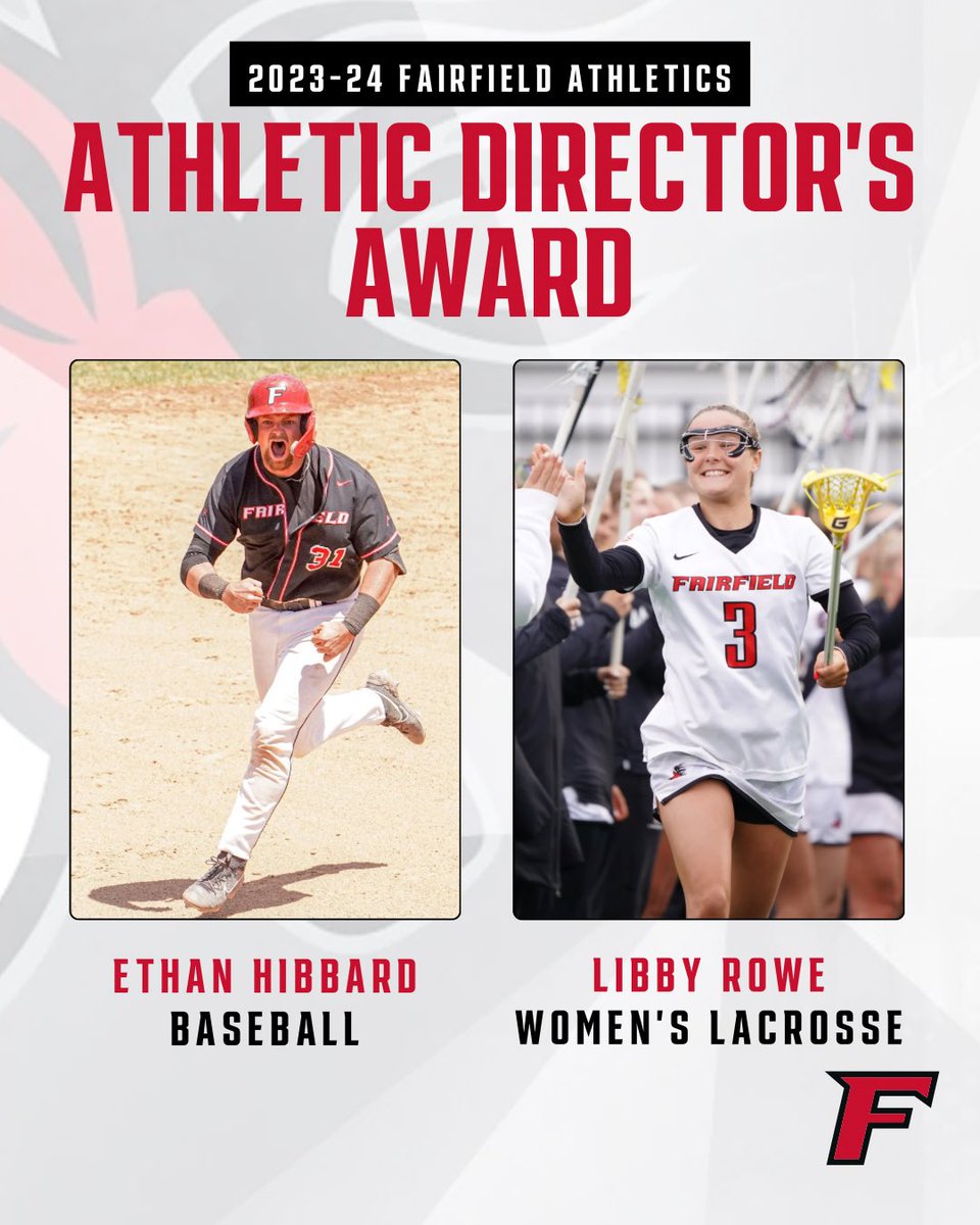 The winners of the 2023-24 Fairfield Athletic Director Awards
 
Ethan Hibbard, @Stags_Base 
Libby Rowe, @StagsWomensLax 
 
#WeAreStags 🤘⚾️🥍