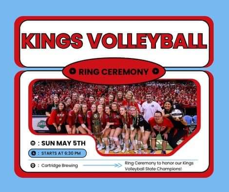 Kings Volleyball (@kingsvball) on Twitter photo Our STATE rings are in, and we are ready to proudly receive them!! Join us, Sunday May 5th! <a href="/513VBRankings/">Cincinnat High School VB Rankings</a> @Kings_HS <a href="/Kings_Schools/">Kings Local Schools</a> <a href="/KingsKnightsATC/">Kings Sports Medicine</a> <a href="/kingsathletics/">Kings Athletic Department</a> Our STATE rings are in, and we are ready to proudly receive them!! Join us, Sunday May 5th! <a href="/513VBRankings/">Cincinnat High School VB Rankings</a> @Kings_HS <a href="/Kings_Schools/">Kings Local Schools</a> <a href="/KingsKnightsATC/">Kings Sports Medicine</a> <a href="/kingsathletics/">Kings Athletic Department</a>