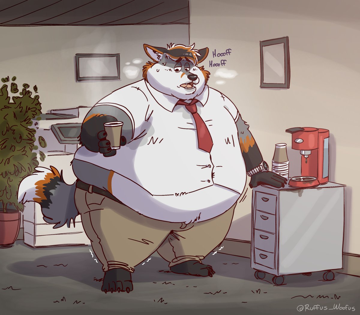 That break room just seems to get farther and farther away. I wonder why? 🖼️ by @Ruffus_Woofus #fatfur #fatfurry Inspired by real events at work.