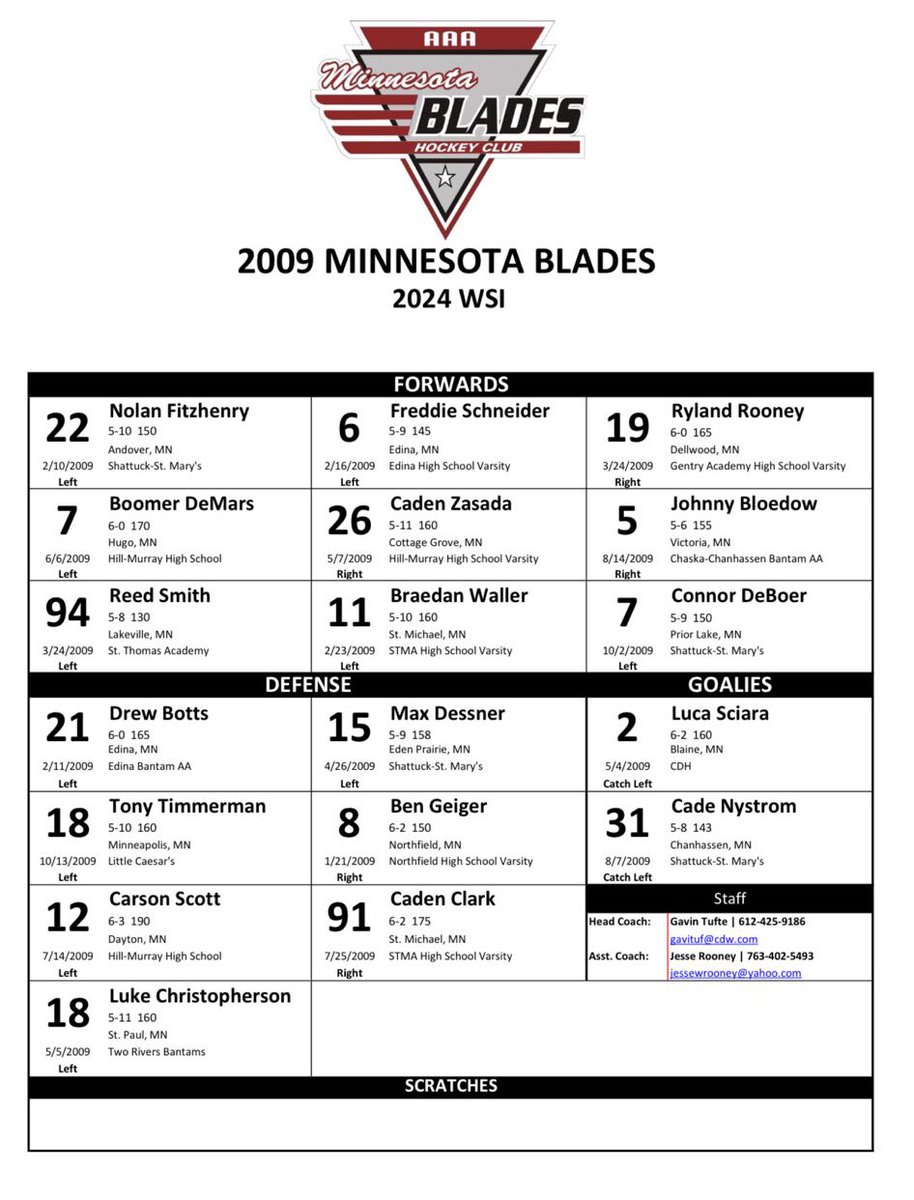 The 2009 Minnesota Blades are headed to Philly for this week’s World Selects Invitational. Let’s go Blades!

@puckprospects_ 
@mnhshockeytalk 
@PuckPreps 
@MNHockeyLife 
@YouthHockeyHub 
@MinnesotaBlades