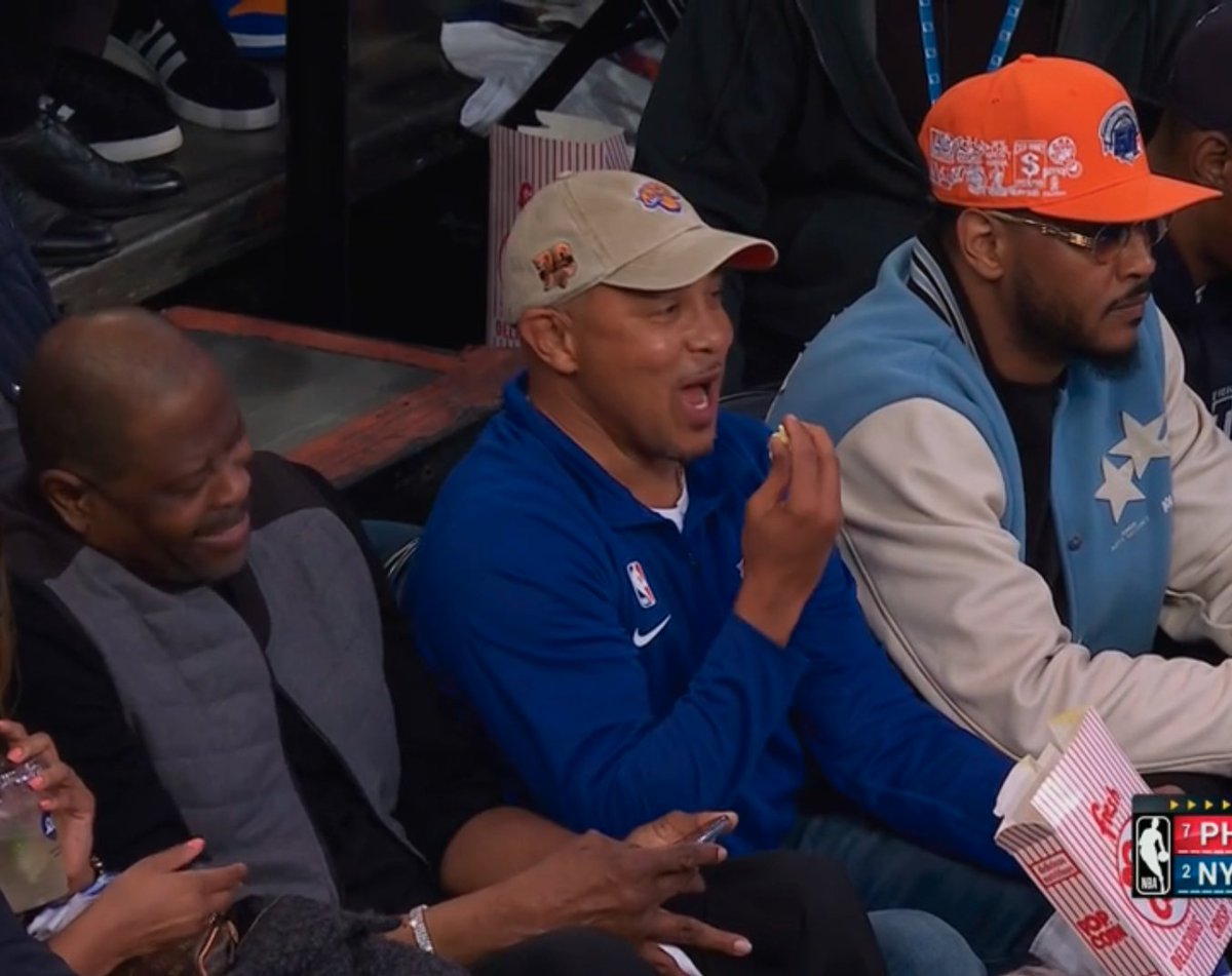 Patrick Ewing, John Starks & Carmelo Anthony courtside