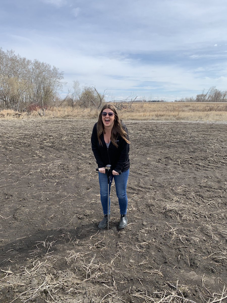Out and about! RSM Jordyn Johnston testing compaction in the Blaine Lake area where #Humistart was deployed to start the process of a three year land reclamation program. Reach out to hear and know more on results! #workwithpassion #Workwithpurpose #Timacagro #Farmthefuture