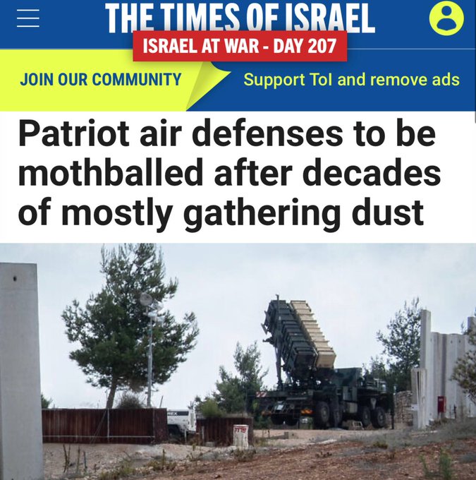 🚨🚨The Israeli Air Force prepares to retire its aging PATRIOT systems, opting for more advanced air defenses in the near future. - The Times of Israel #IsraeliAirForce #airdefenseforukraine