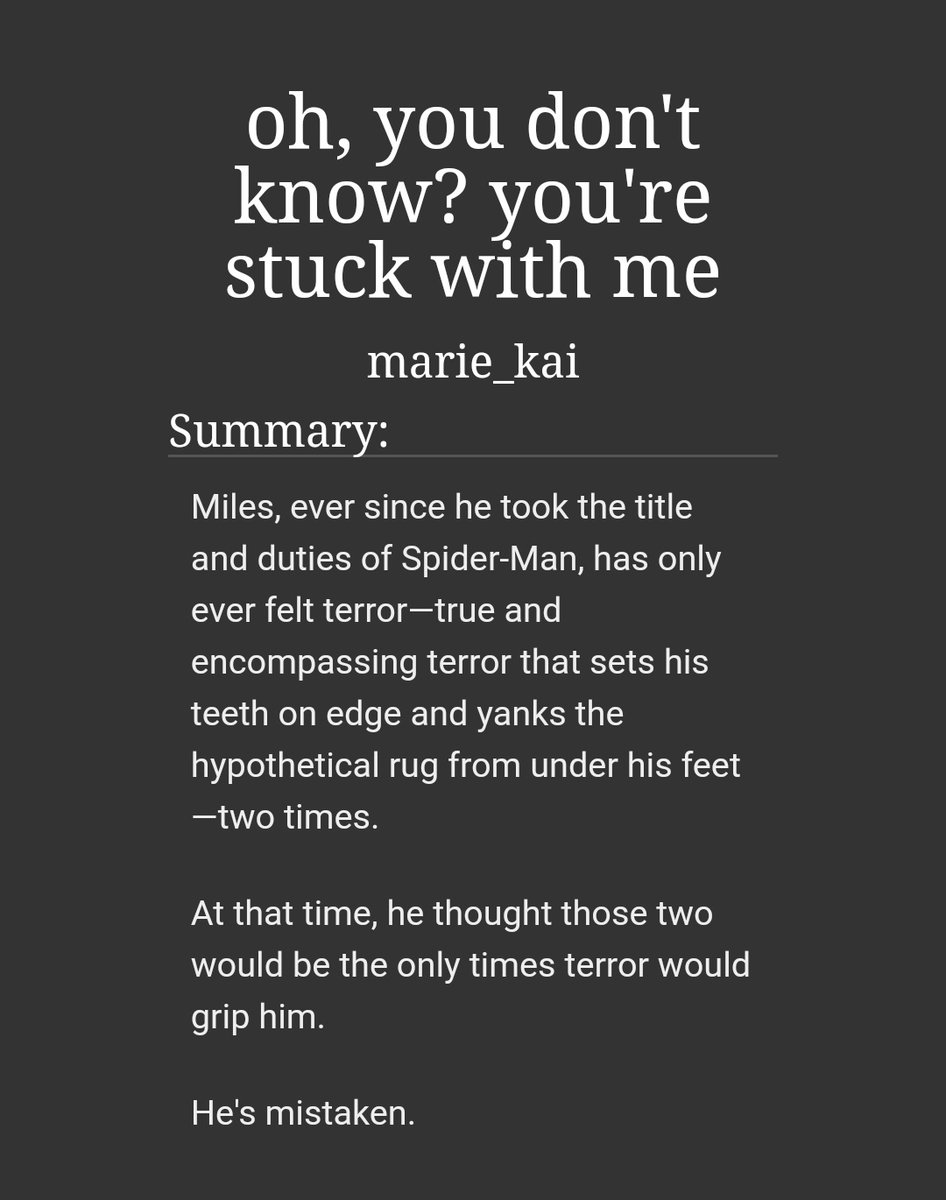 oh, you don't know? you're stuck with me

— a cmmssn fic! regarding #milescest 421610
— 🔞🔞🔞 with 4.2k+ words
— loud angry makeup sex with trans 1610 and tsundere 42 💗
— missed writing about them 🥺

🔗 below!