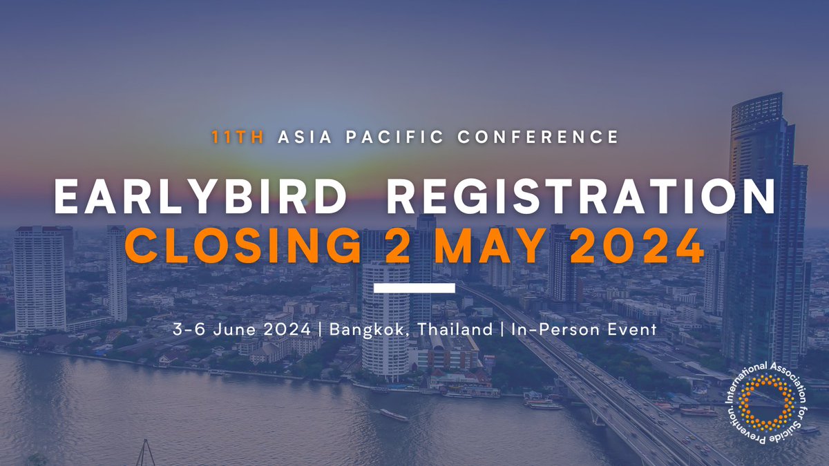 This is your LAST CHANCE to take advantage of our earlybird registration for the IASP 11th Asia Pacific Conference!🚨 Don't miss out on the opportunity to join us in Bangkok this June. 🇹🇭 Register now to secure your place 👉 bit.ly/3xDPd8d