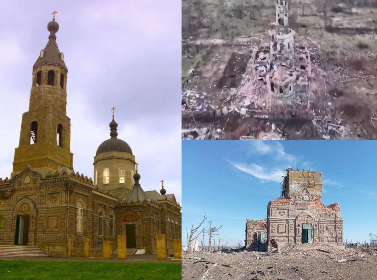 Russian forces destroyed a unique Cathedral of St. Michael the Archangel in Donetsk region, G Mamedov, expert on national and international criminal law.

“The church was built at the expense of Ukrainians 117 years ago. WAR CRIME!!!!
 t.me/United24media/…