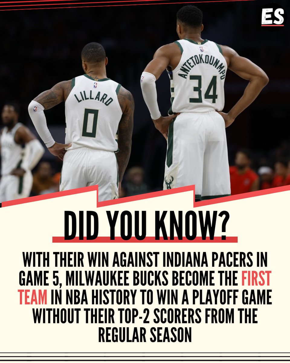 ES_sportsnews's tweet image. Facing Elimination, the Milwaukee Bucks Defy the Odds, Stunning the Indiana Pacers Without Their Superstar Duo. Talk About a Playoff Twist! 👀

#DamianLilLard #Giannis #MilwaukeeBucks #IndianaPacers #NBA #NBAPlayoffs #TyreseHaliburton