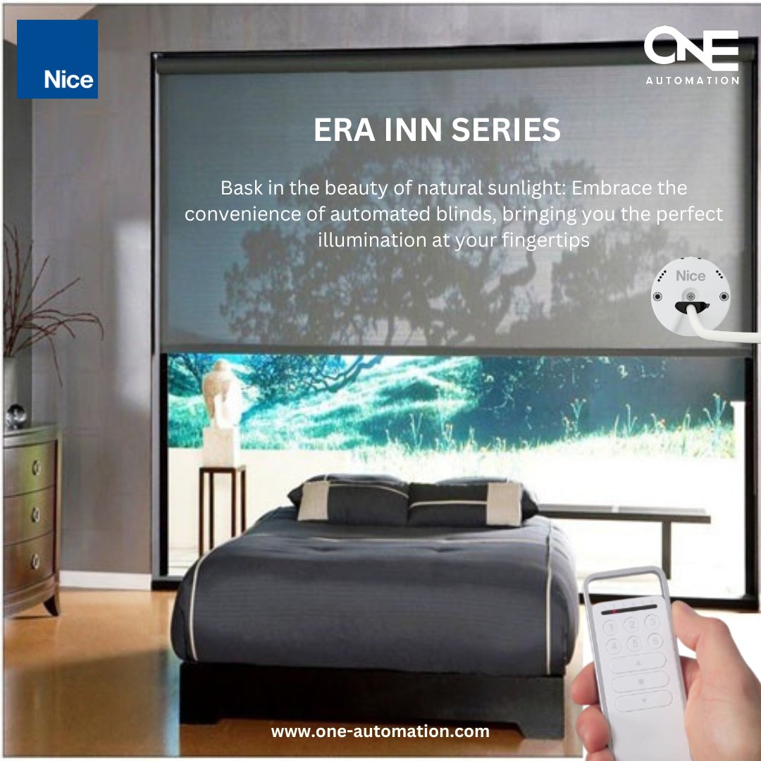 Embrace natural sunlight effortlessly with the ERA INN Series. Automated blinds bring perfect illumination at your fingertips. Beauty meets convenience.

Get in Touch +971 4 5851943 | info@one-automation.com

#nice #knx #crestron #lutron #blinds #fibaro #nicefrance #zwave #motors
