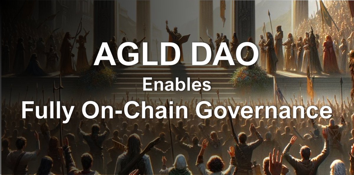 The AGLD DAO has reached an important milestone!

⚔️ The proposal to transition AGLD DAO to a fully on-chain governance system has passed an official Snapshot vote.

mirror.xyz/aglddao.eth/e8…

⚔️ This historic proposal saw tremendous participation, with 410 AGLD holders voting a