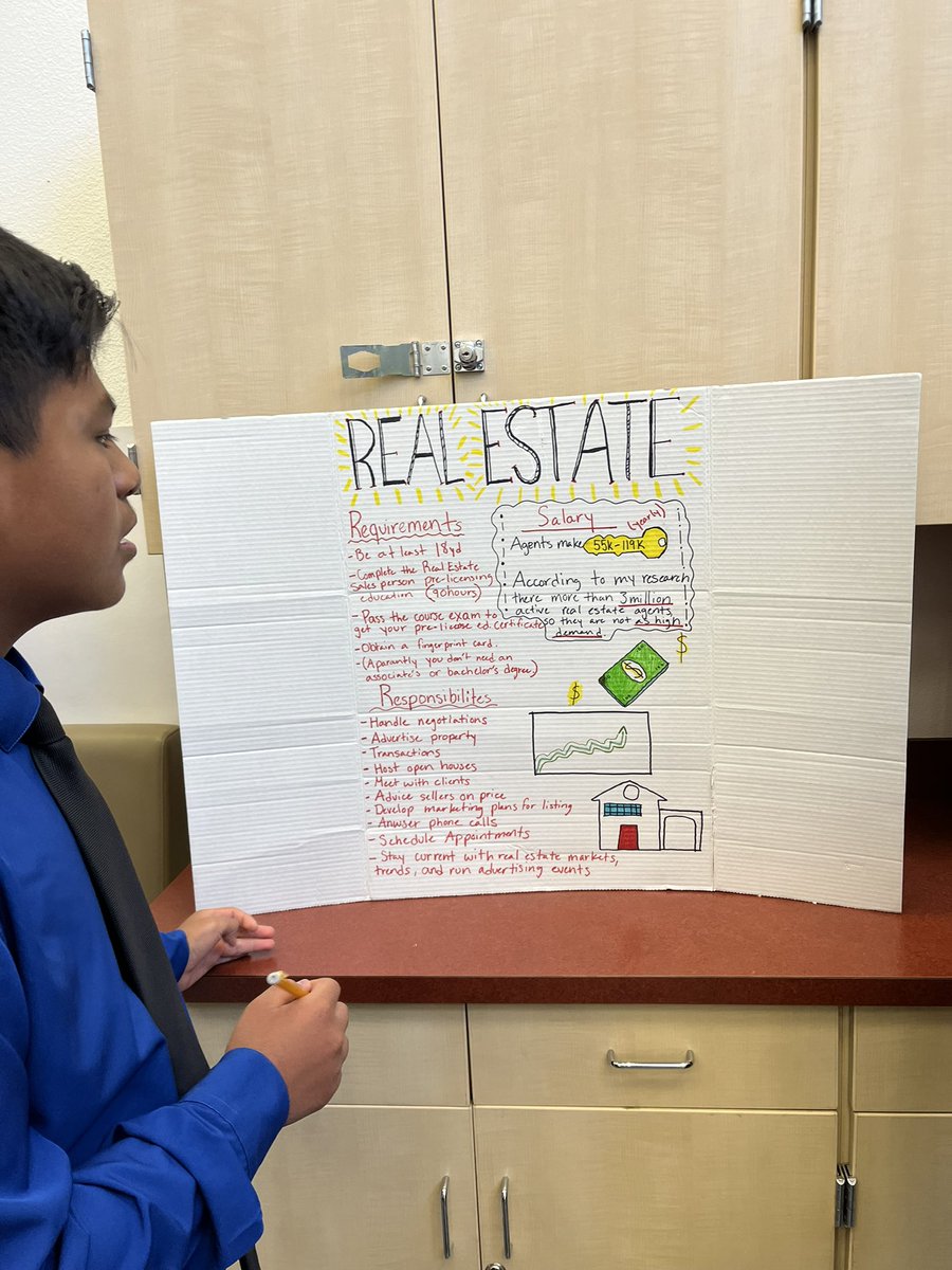 TheMissHarsh's tweet photo. @AVID4College Freshmen career research projects culminated with presentations “career fair style” today. Proud of the growth that’s happened this school year! https://t.co/7a1LfEv0co