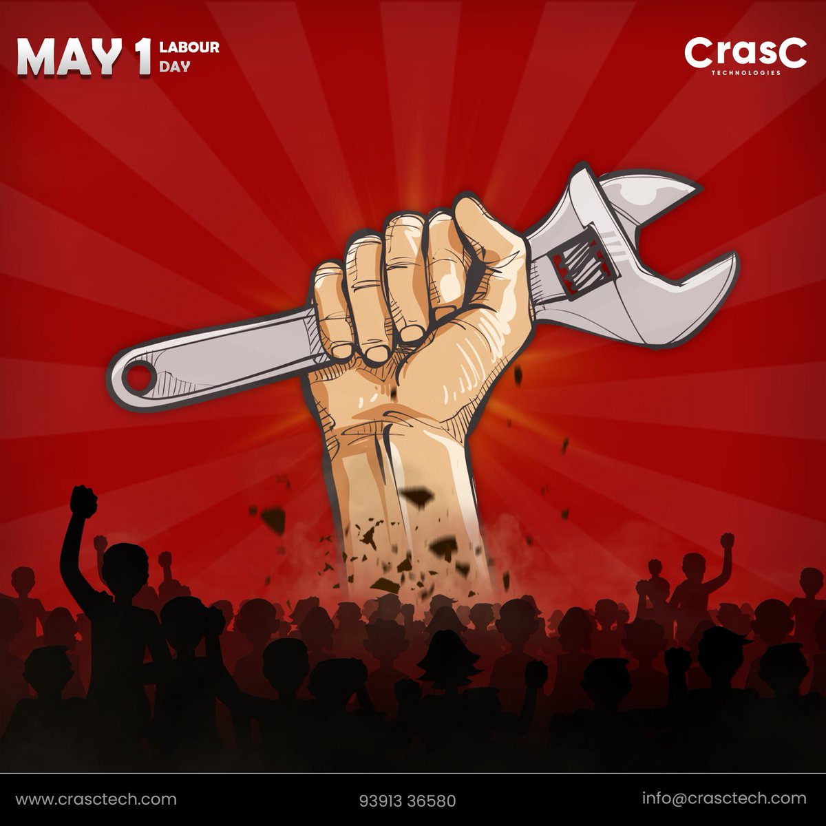🛠️🎊 On this Labour Day, Crasctech honors the resilience and strength of the workforce around the world. Here's to the men and women who build, create, and inspire! 🙌🌟 #crasctech #digitalmarketing #socialmediamarketing #MayDay #MayDay2024 #LabourDay2024 #HardWorkMatters