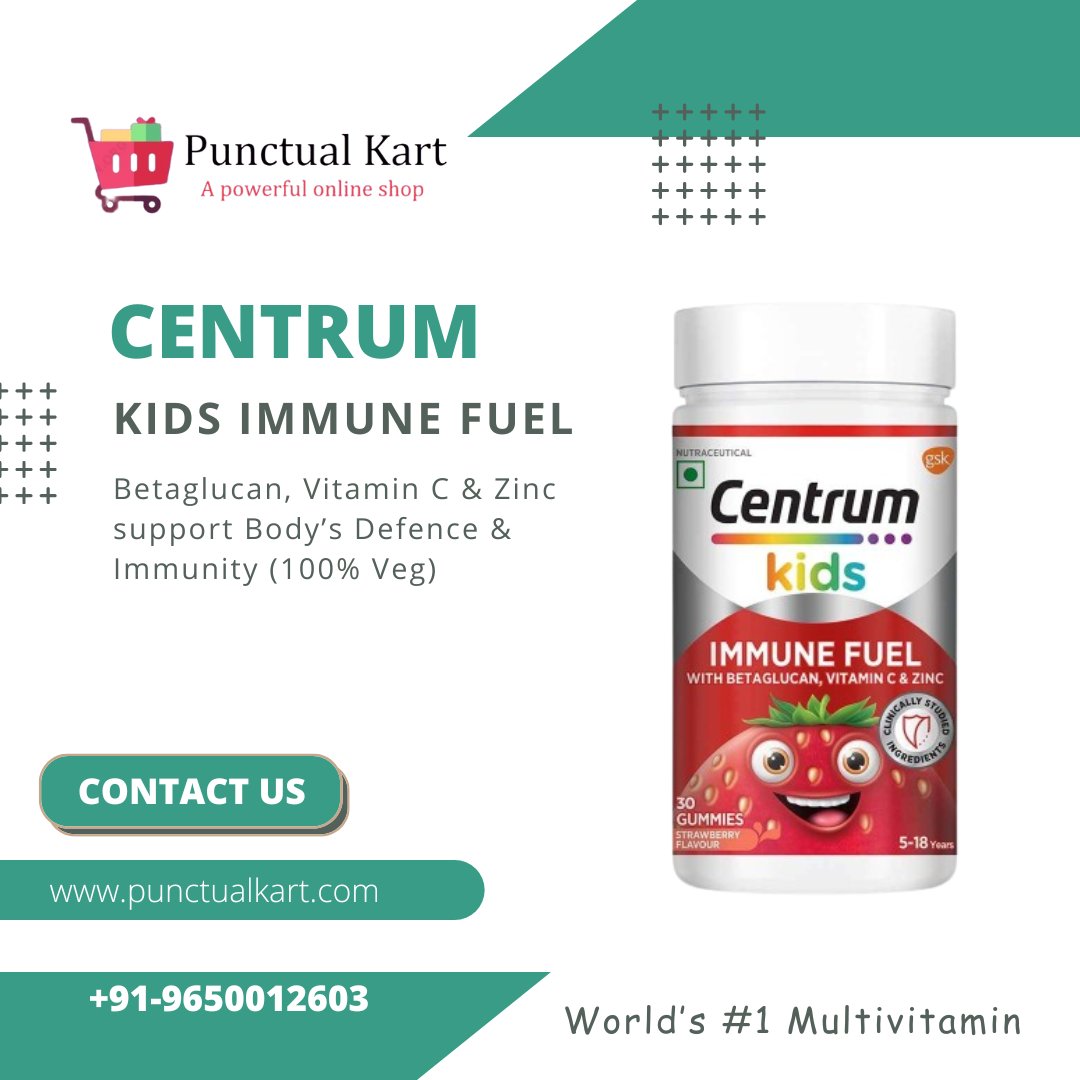 🚀 Boost your kids' immunity with Centrum Kids Immune Fuel! 🛡️👦 Keep your little ones protected with 30 gummies packed with Betaglucan, Vitamin C & Zinc to support their body's defense system. 💊💪 Available now at Punctual Kart! 🌍✨ #HealthyKids #ImmuneSupport #PunctualKart