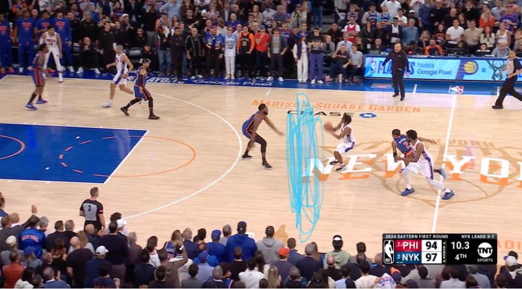 32 footer off the screen. You have to get up. This is a practice shot for Tyrese. Way too much space.