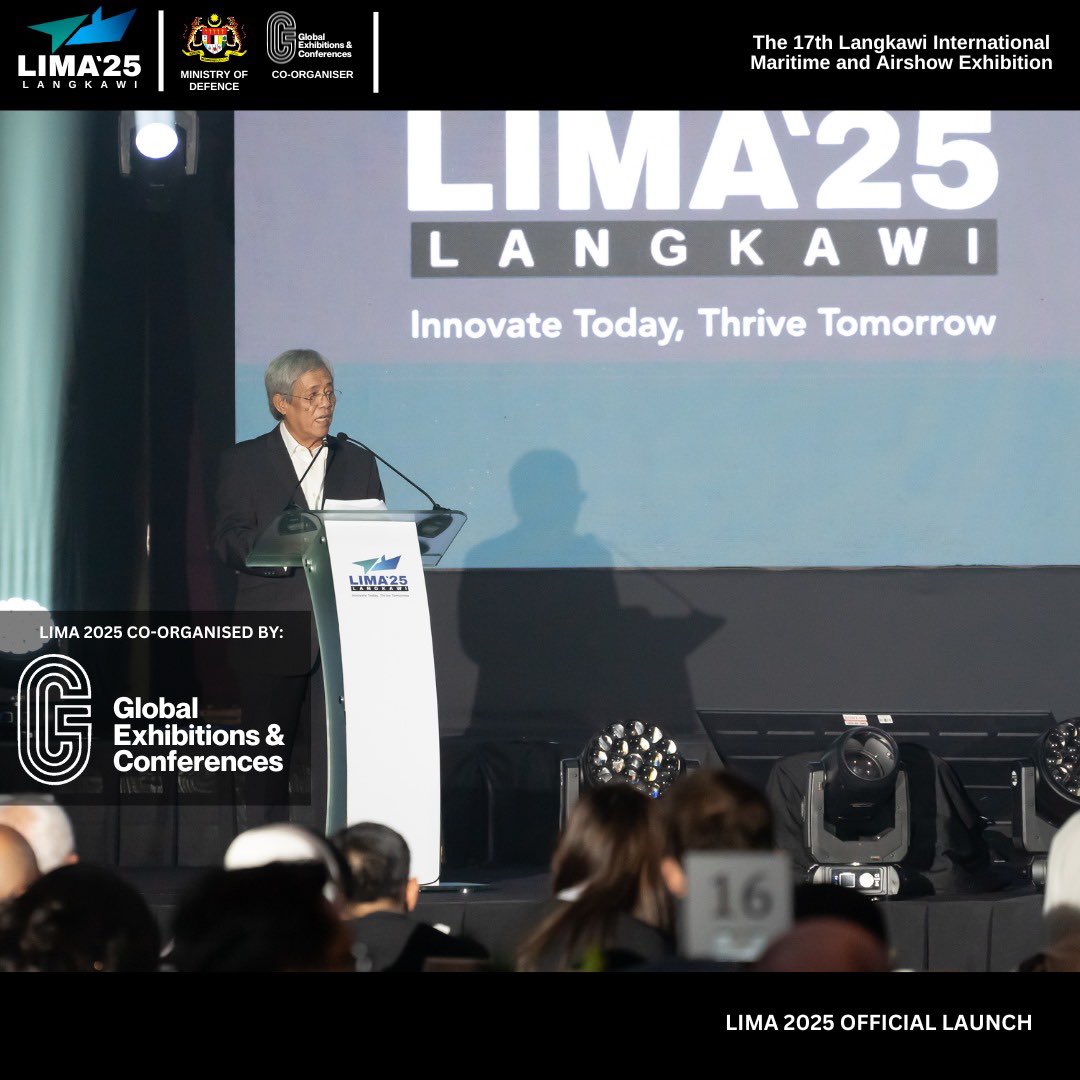 LIMA 2025 (@lima_2025_) on Twitter photo The LIMA 2025 exhibition was inaugurated by the Deputy Minister of Defence, YB Adly bin Zahari, under the theme “Innovate Today, Thrive Tomorrow.” 
#gec #lima2025 #launchinglima The LIMA 2025 exhibition was inaugurated by the Deputy Minister of Defence, YB Adly bin Zahari, under the theme “Innovate Today, Thrive Tomorrow.” 
#gec #lima2025 #launchinglima