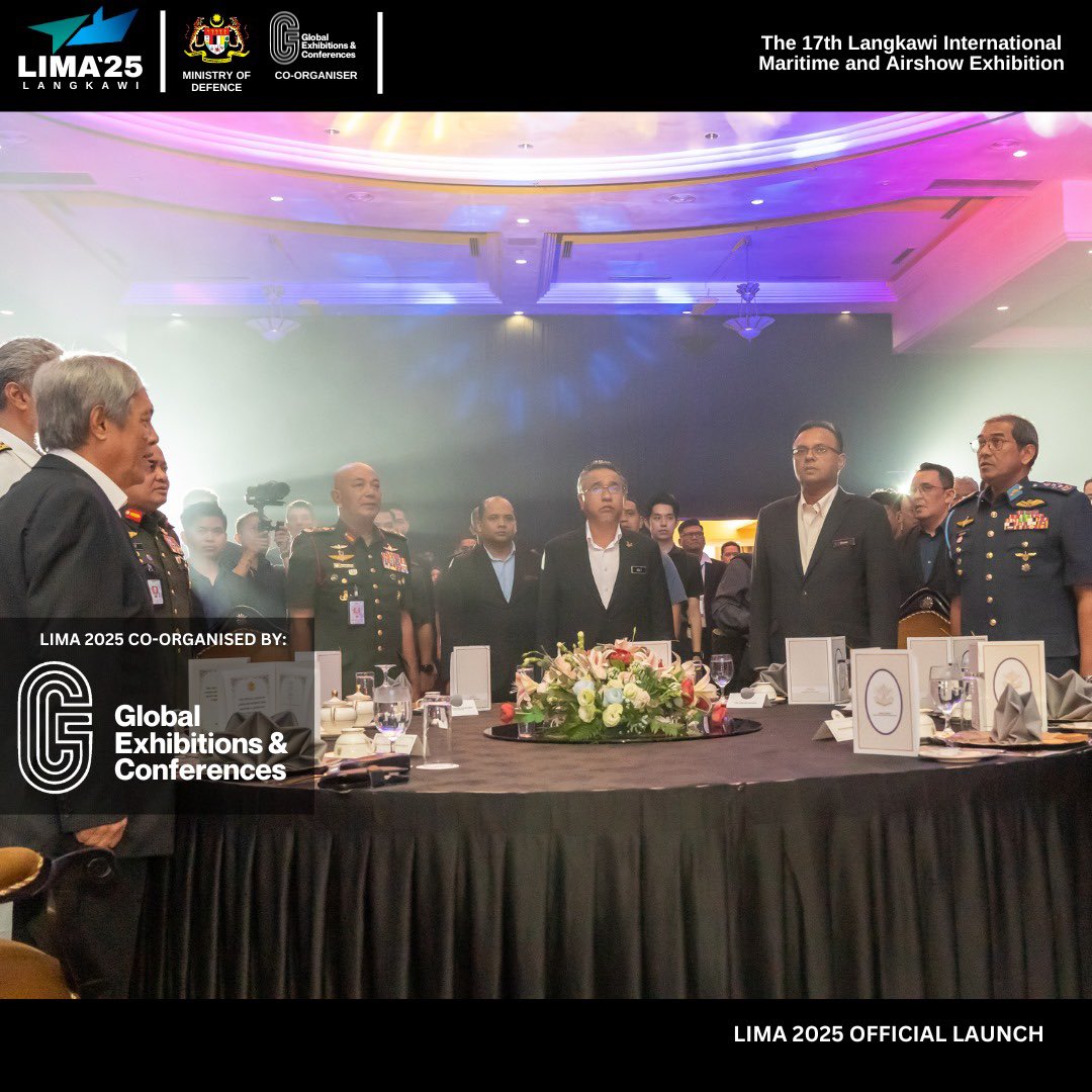 lima_2025_'s tweet photo. The launching event of LIMA2025 was attended by the Chief Secretary, Datuk Seri Isham bin Ishak, the Chief of Defence Forces, General Tan Sri Dato’ Seri Mohammad bin Ab Rahman, the Service Chiefs, Senior Officers from MINDEF and ATM. 

@MINDEFMalaysia 
#launchinglima #lima2025 https://t.co/WGeEHRNRHO