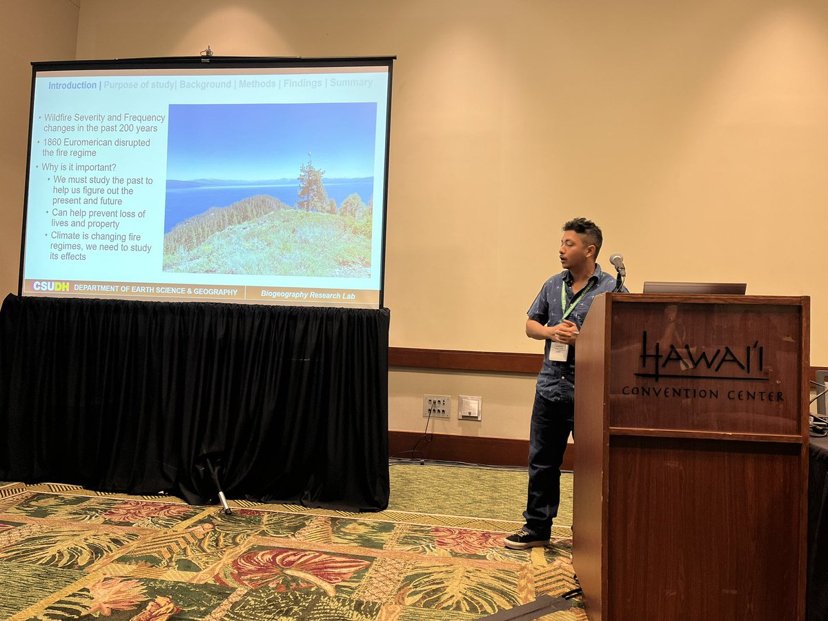 Many Congratulations ! Anthony Trochez (Senior, Geography) for the American Association of Geographers - Biogeography Specialty Group Presentation Award (undergraduate/master's category) at the Annual Meeting in Honolulu, HI 16-20 April 2024.