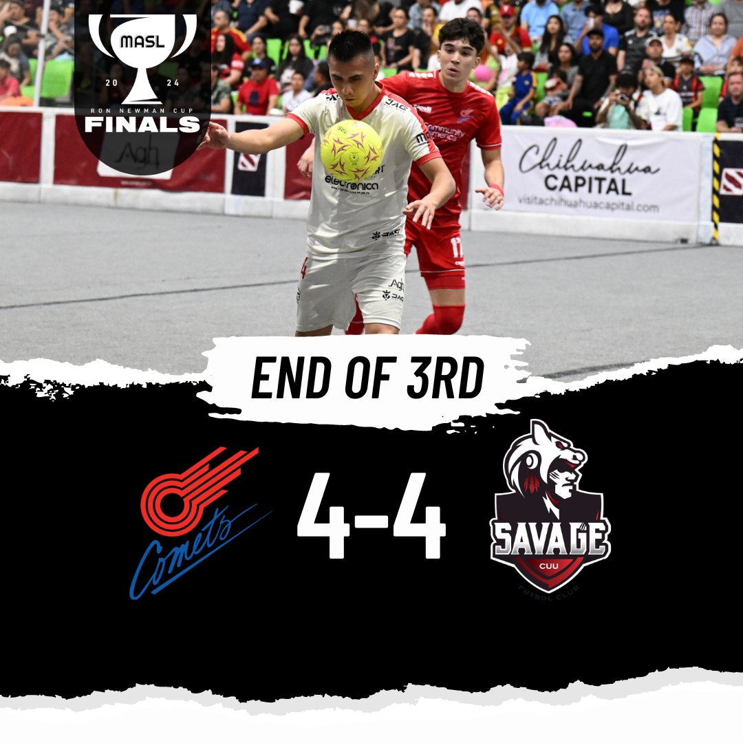 At the end of 45 minutes, we are all level at 4! The @KCComets sit 15 minutes away from forcing a knockout game for the crown, the @SavageCUU sit 15 minutes away from a second straight title Needless to say, you need to get to @CBSSportsGolazo or @CanelaDeportes IMMEDIATELY