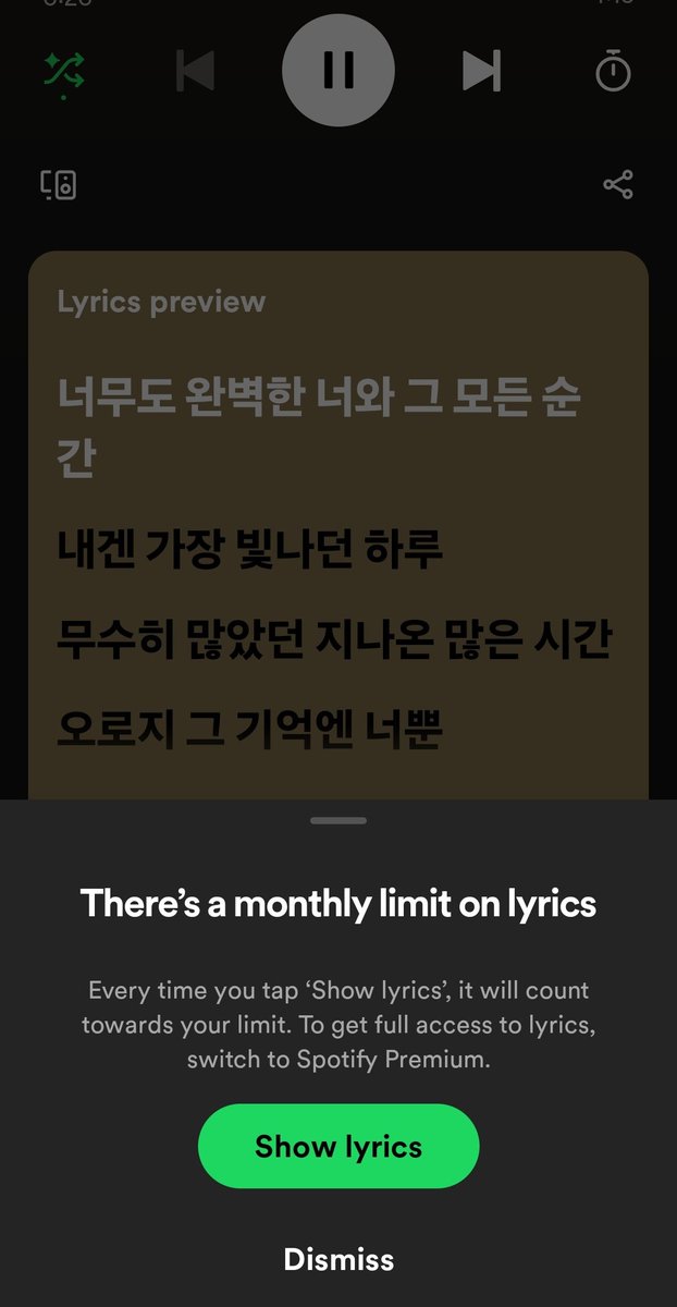 So spotify came up with this shit also
This is making me not use spotify 
I'm slowly shifting to other apps

Wynk is doing better these days with kpop music 
Bye spotify