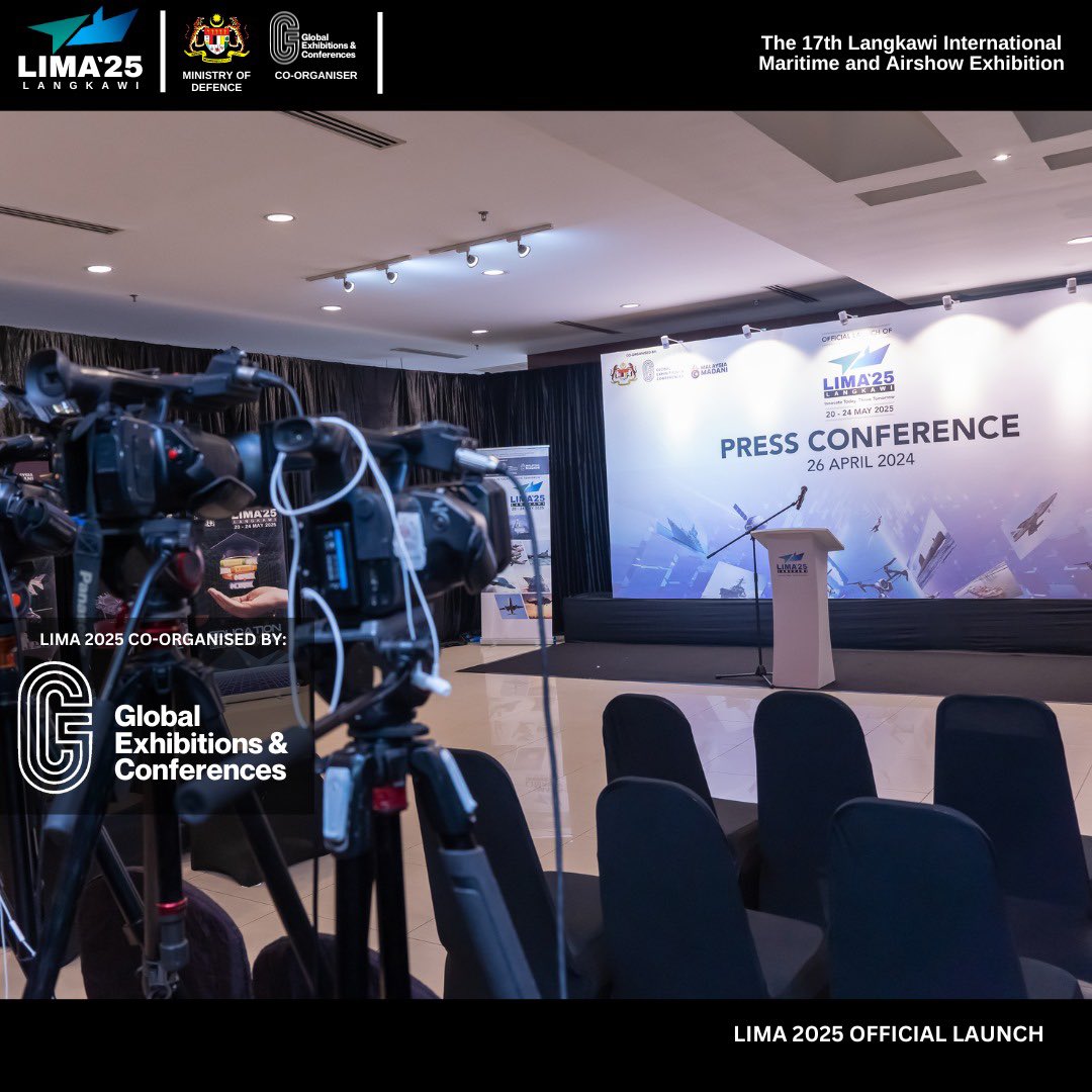 lima_2025_'s tweet photo. This edition of LIMA 2025 is organized by the Ministry of Defence Malaysia in collaboration with Global Exhibitions and Conferences Sdn Bhd. 

Source: @MINDEFMalaysia 
#gec #lima2025 #launchinglima https://t.co/hVjOCel4Gt