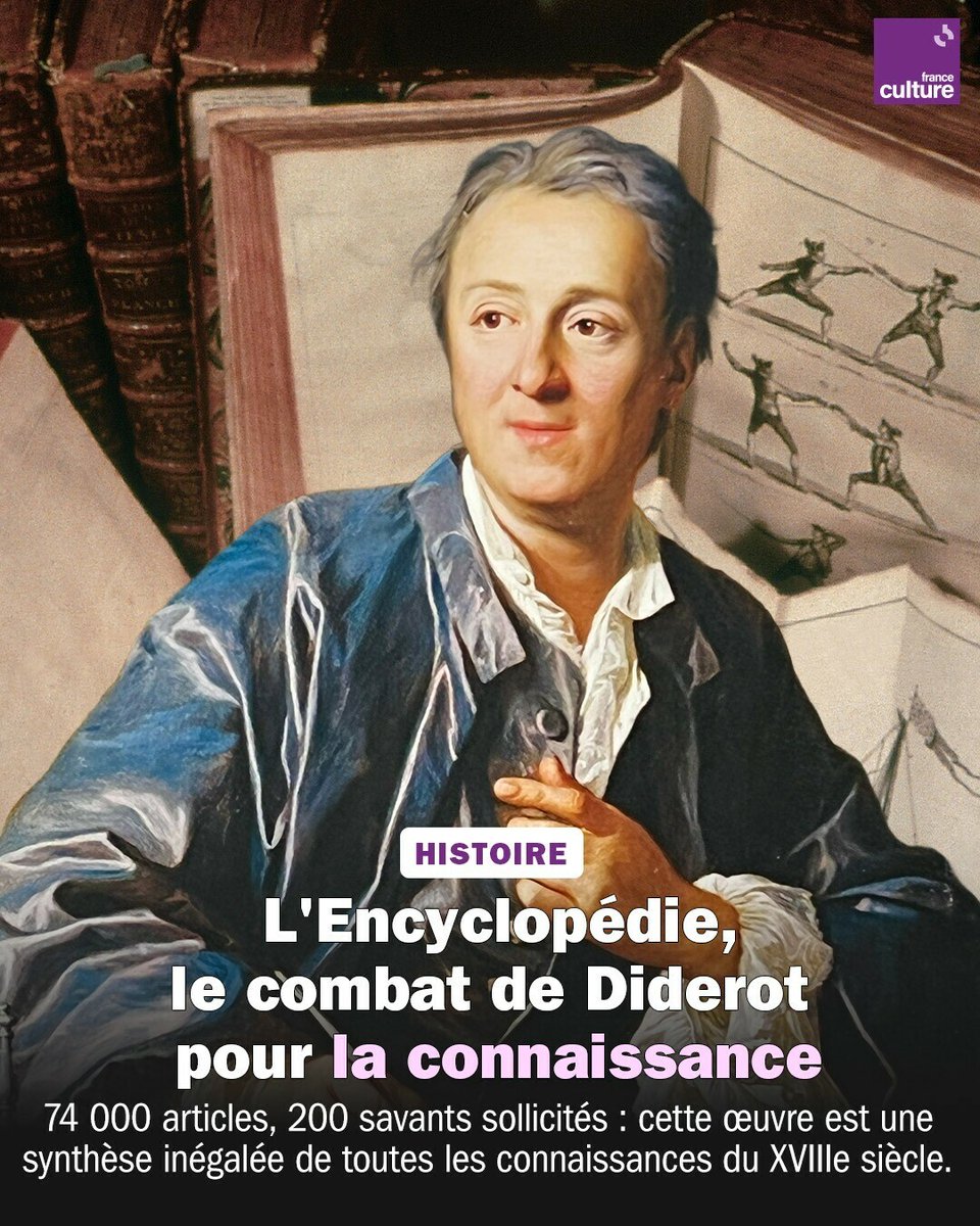 Permettre l'accès libre à tout ce savoir va considérablement gêner le pouvoir en place. Diderot en 1750, avec son ami d'Alembert, vont devoir mener un véritable combat. ➡️ l.franceculture.fr/cdt