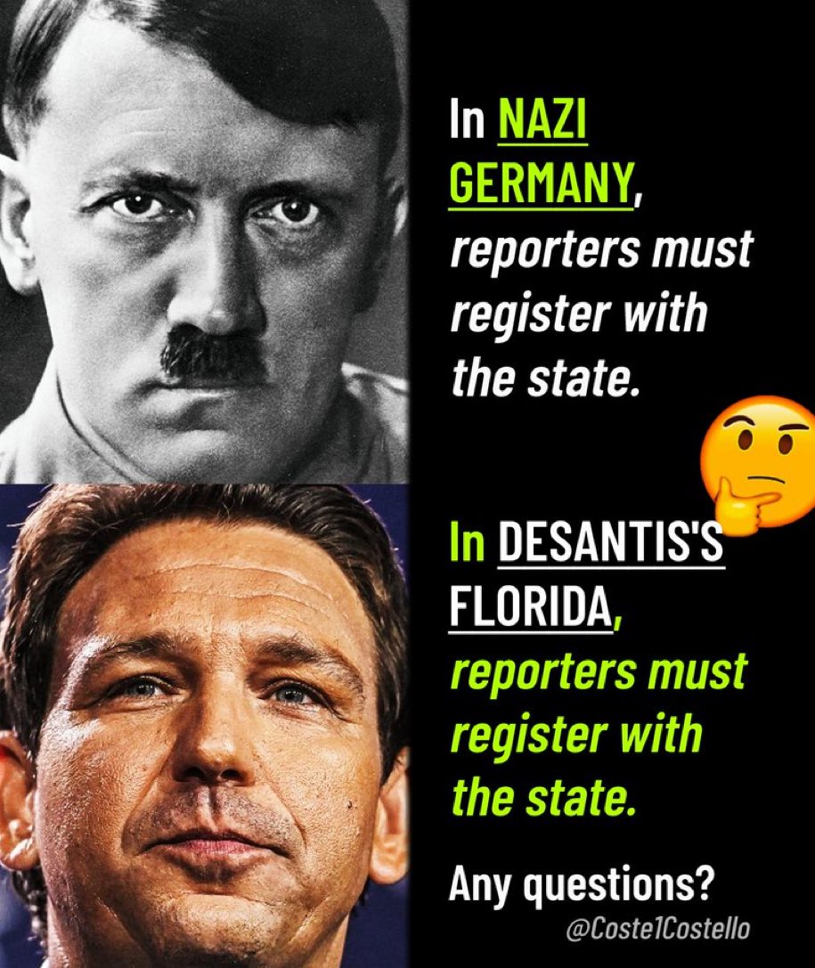 @manue59836 @GovRonDeSantis As someone who lives in CA.....I, too, am glad I do NOT live in a state mismanaged by #desantisisafascist!
Let #deathsantis f*ck up his state & leave the other 49 alone.
This puts it best about this pathetic excuse for a human being!