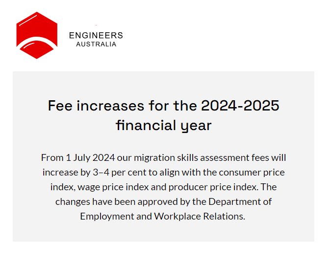 ⚠️⚠️涨价

工程师评估机构7月1日涨价3%-4%，如有需要申请的可以尽快递交
#skillassessment #职业评估 #移民澳洲 #工程师