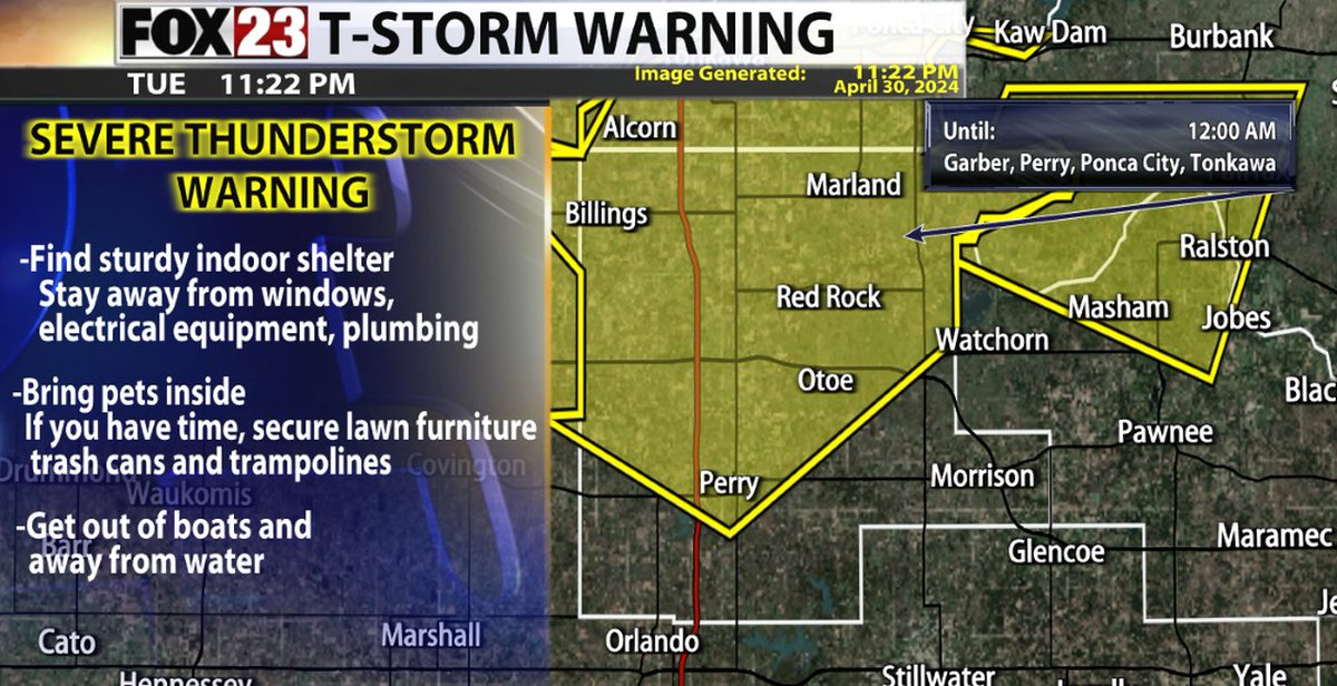 A Severe T-Storm Warning is in effect for this portion of Noble County. #okwx