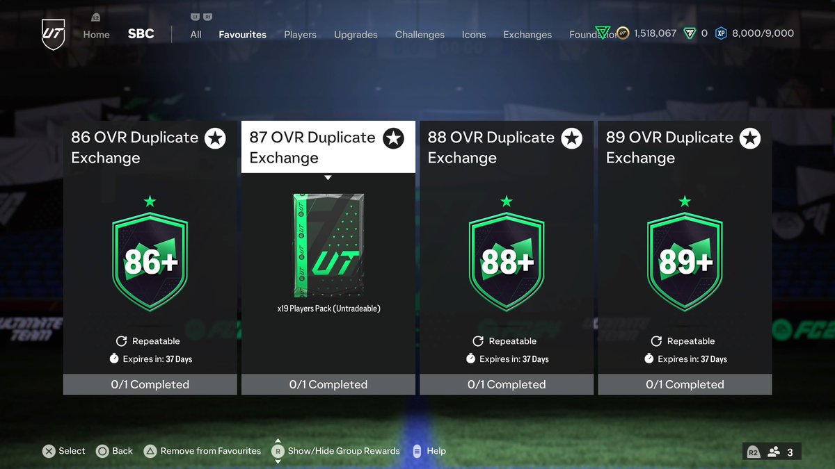 FYI…87 rated cards for exchanges have the best value right now to for grinding You can bid for them around 6200-6500 which when exchanges gets you 19 cards back This comes out to 342 coins per card if we use 6500 as our cost per 87 card If we buy 50 total 87 cards it will