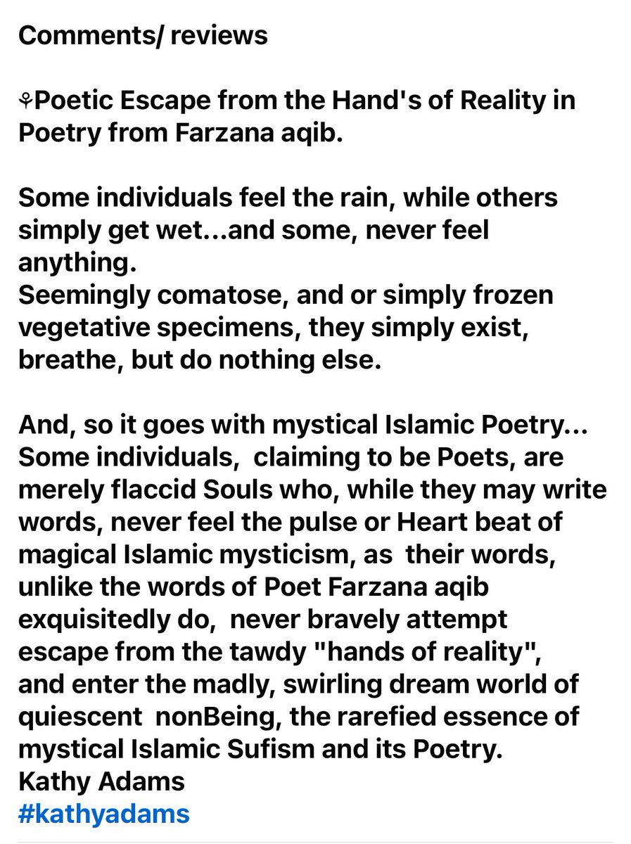 My heart skips a beat when reviews on my poetry come like this. Thanks Dr Adam from USA
