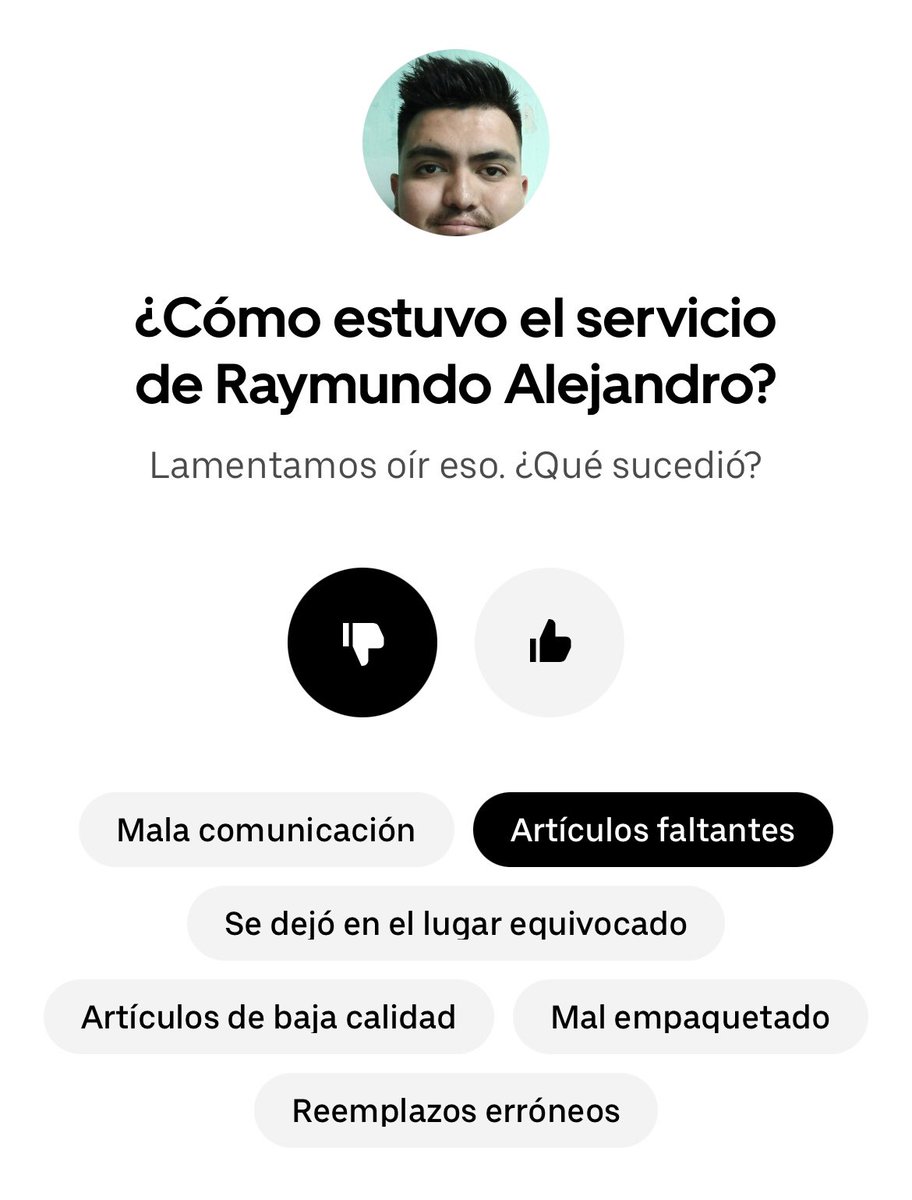 Hugo10Santos's tweet photo. @UberEats @Uber_MEX @Uber_Support solicite un pedido de supermercado en cual hicieron falta 2 productos que si me cobraron y no me entregaron. Lo reporte en el momento, llamé al repartidor para que regresara y confirmo que si se habían quedado en su mochila. https://t.co/AT05Lzqzj5