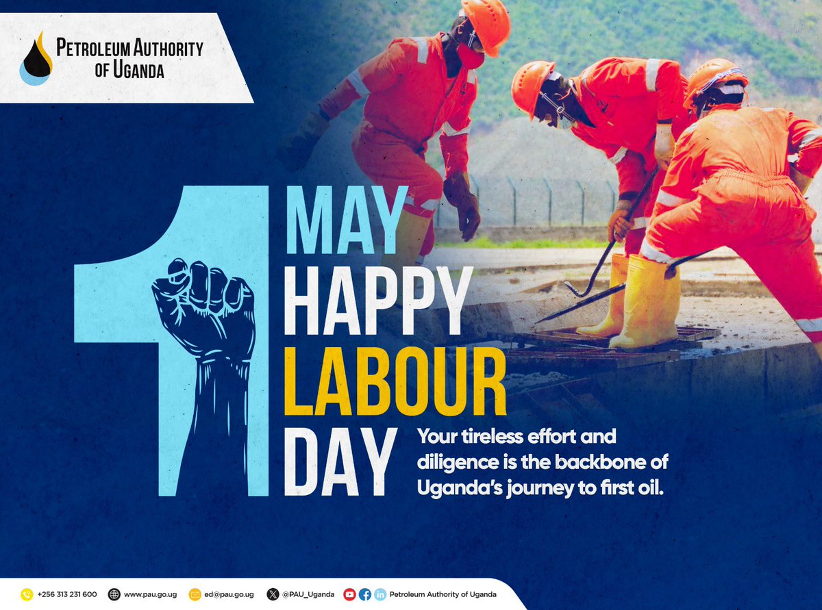 We recognize and appreciate you all as being the driving force of our nation’s progress. 

We celebrate your contribution to #CreatingLastingValue in #UgOilJourney 

✨Happy Labour Day!✨

#CreatingLastingValue

#UgOilJourney