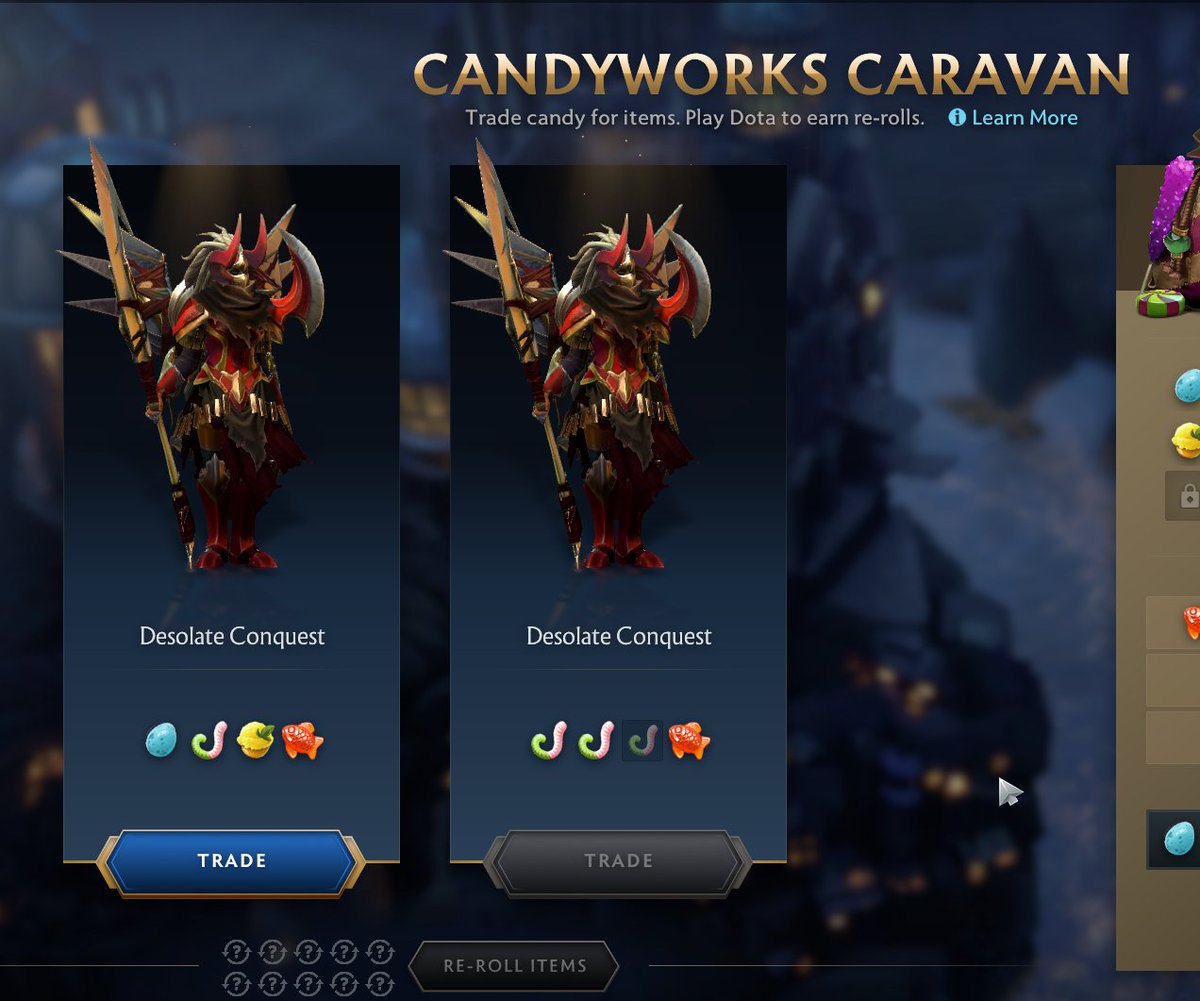 I JUST traded candy for this set, re-rolled, and it gave me TWO of the SAME SET I JUST TRADED FOR @DOTA2 PLZZZ