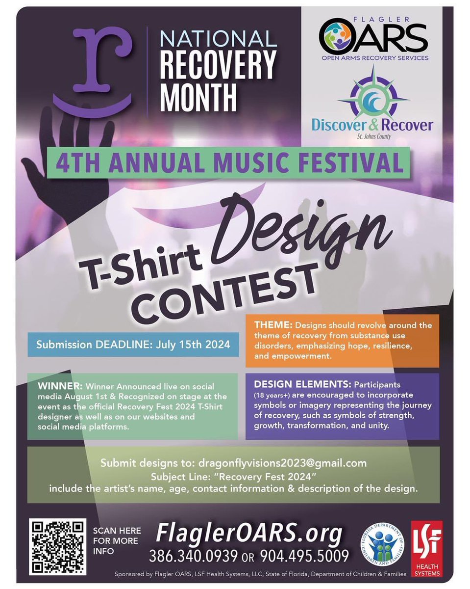 We are getting ready for our 4th Annual Music Festival! 🎵🎼 We want to get our community involved for National Recovery Month! Calling all artists, join us in our T-shirt design contest! Tag a friend and share! We can’t wait to see what you come up with! #tshirtdesigncontest