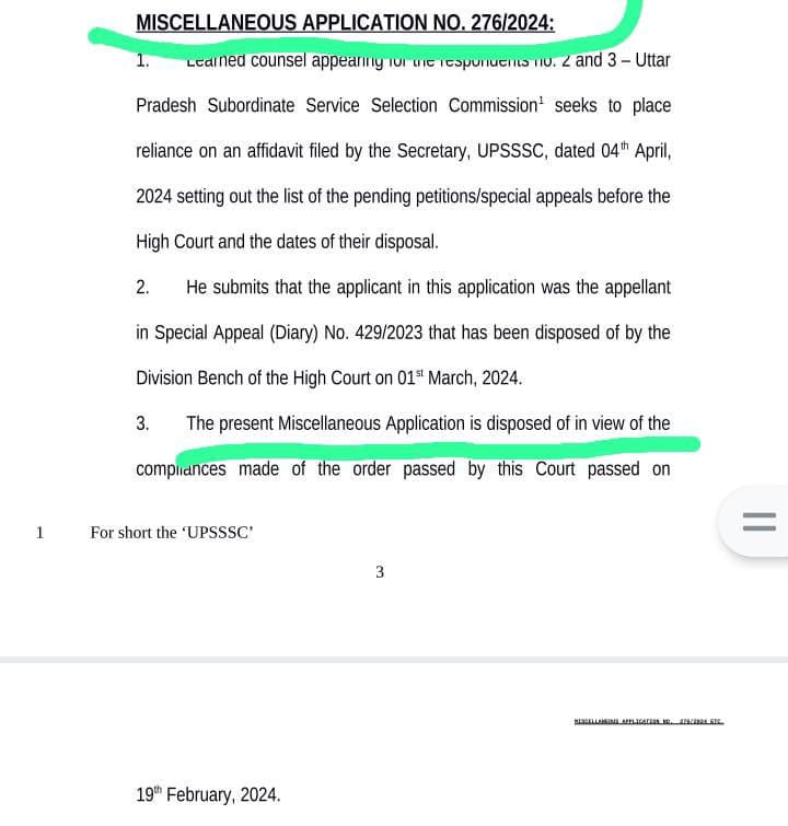 👉लेखपाल भर्ती सुप्रीम कोर्ट से जिस केस संख्या [MA 276/2024] के कारण नियुक्ति पत्र स्थगित हुआ था, अब उसका निस्तारण सुप्रीम कोर्ट से हो चुका है 👉अब राजस्व परिषद को जल्द से जल्द नियुक्ति पत्र निर्गत करे। #लेखपाल_नियुक्ति_पत्र_दो @myogiadityanath