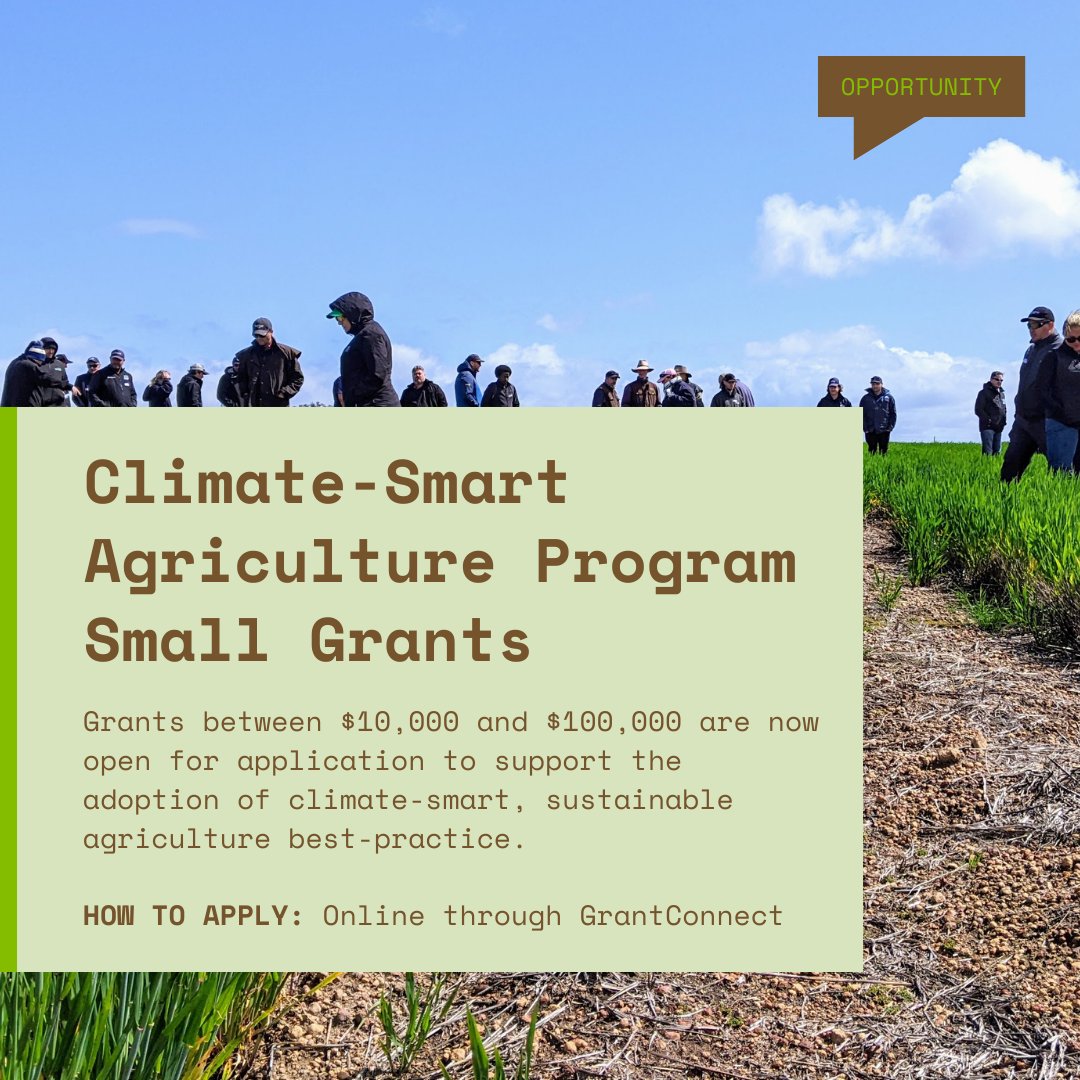 Applications are now open for the first round of Small Grants as part of the federal government's Climate Smart Agriculture Program 💰🌾 Check out all the details, eligibilities, and apply online ➡️ agriculture.gov.au/agriculture-la…