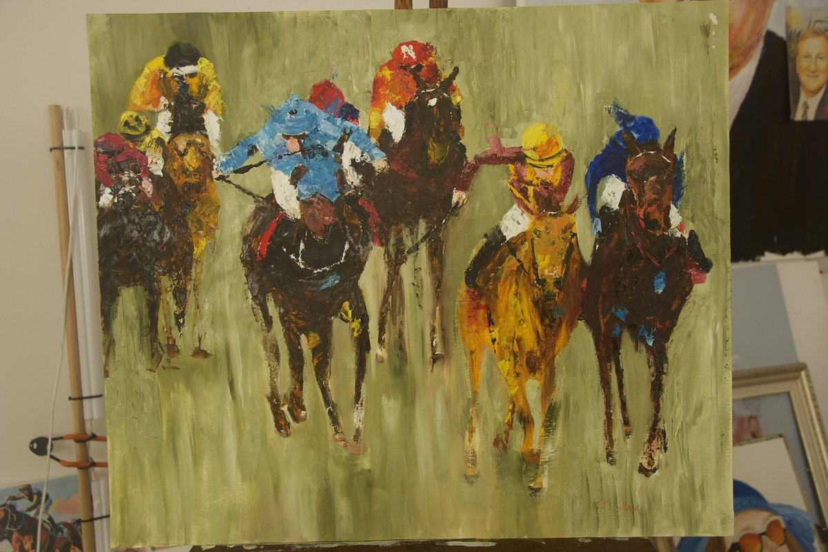 @gillamart remembering the day @CWilliamsJockey on Anamoe and @JohnnyA_24 on State of Rest Bumped on the turn @TheValley @CoxPlate It was a great day for the trainer @JosephOBrien2 Commissions always welcome @gillamart captured forever on canvas