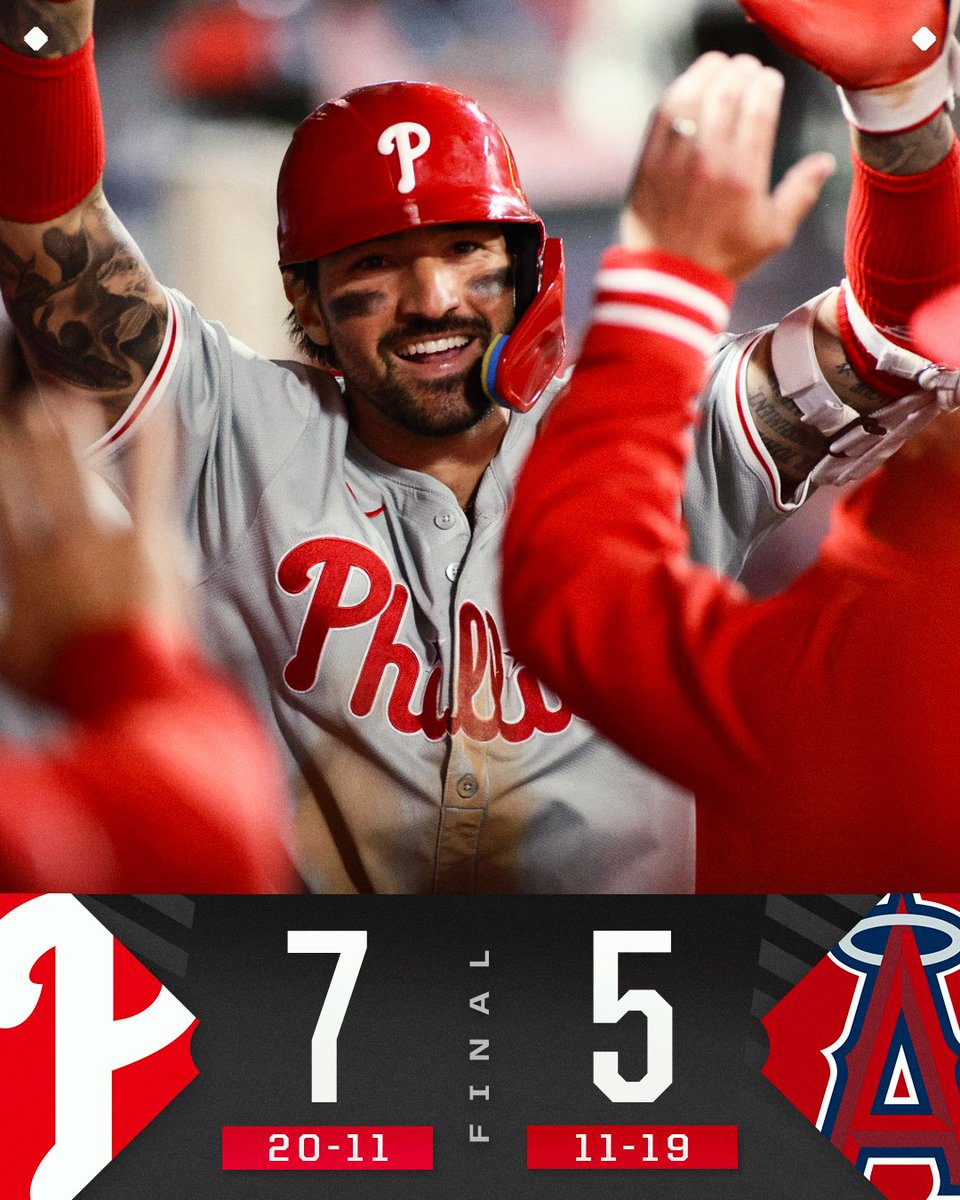 The @Phillies orchestrate a 9th inning comeback and become the first team to reach 20 wins!