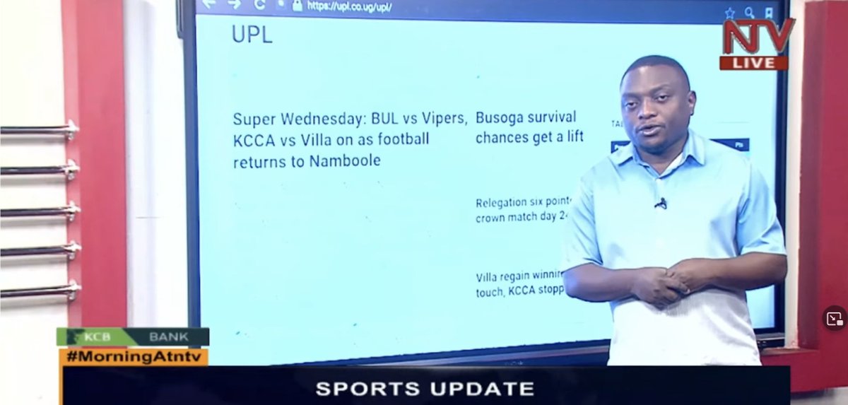 SPORTS UPDATE: Today, the Vipers will be hosted by BUL as they battle for the top spot in the #UPL at Namboole Stadium. Join @senelvis for more sports updates | ntv.co.ug/ug/ntv-live?ut… #MorningAtNTV