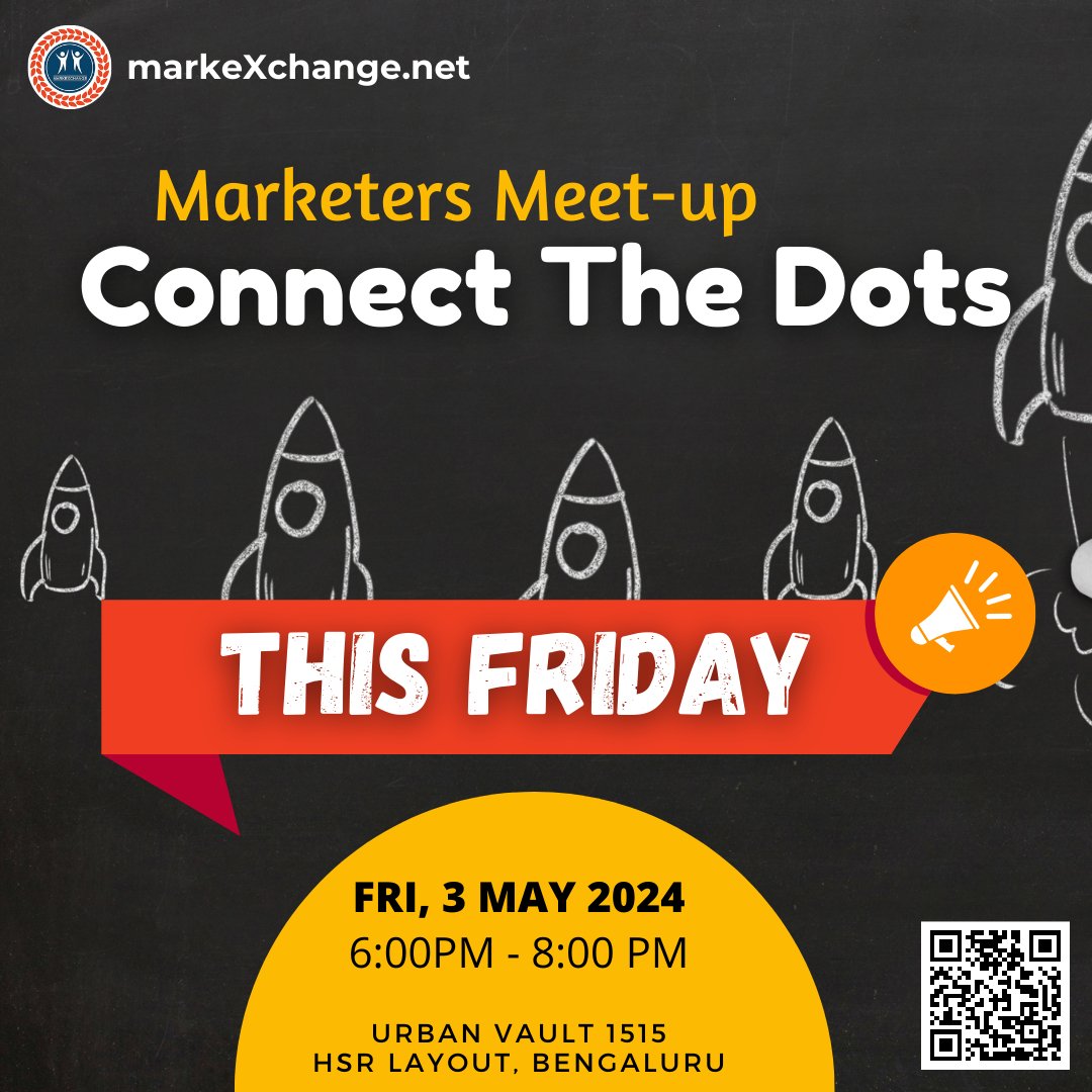 It's happening this Friday!!
🔗- Register here: smpl.is/91zgr

Venue Partners - Urban Vault
Ecosystem Partners - eChai Ventures

Let’s make connections that count. See you there! 👋 #ConnectTheDots #MarkeXchangeMeetup #MarketingNetworking #Marketing #Bangalore