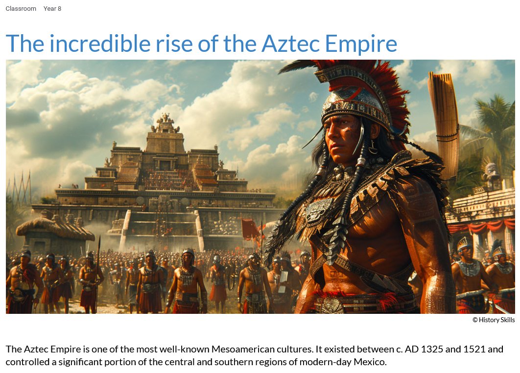 It's annoying seeing obviously AI prompted images used on history articles. Yeah the Aztecs had feathers in their outfits but they obviously didn't have centurion helmets.