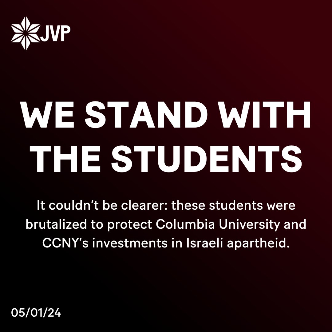 Jewish Voice for Peace condemns NYPD assaults on students at Columbia and CCNY 🧵