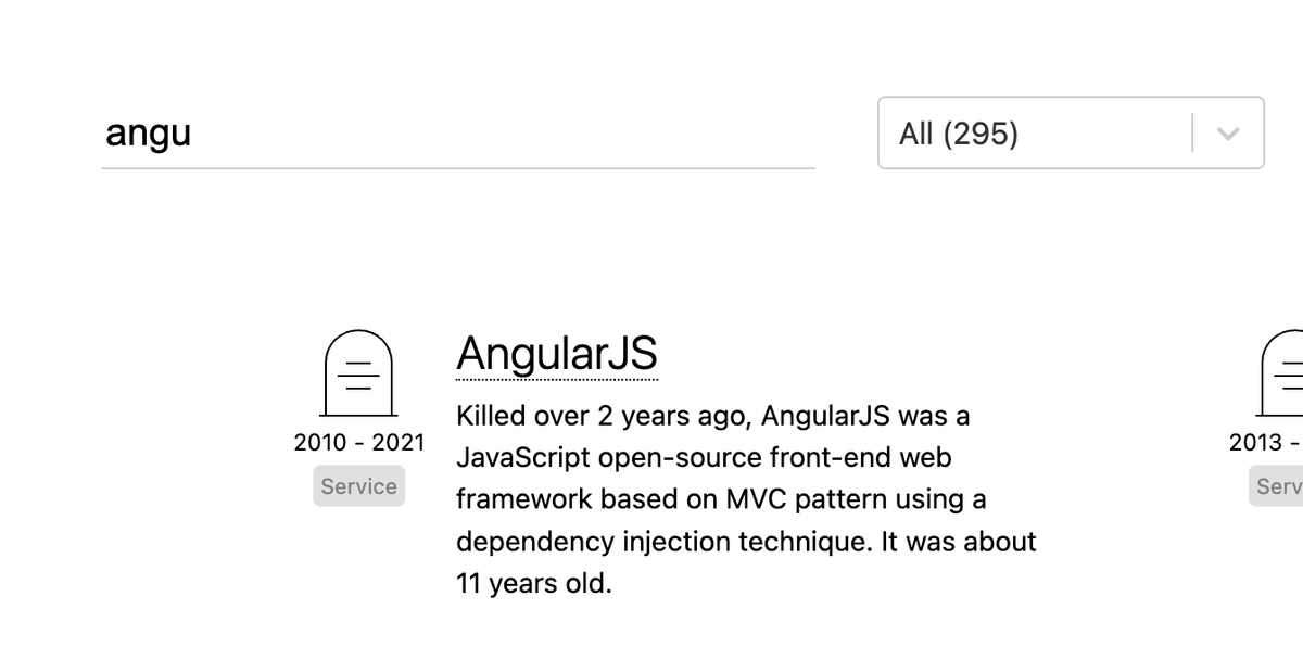 Apparently, AngularJS died 2 years ago.