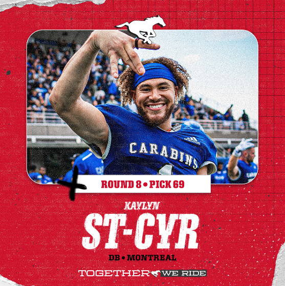 Congratulations to Kaylyn St-cyr DB. Selected by the #Calgary #Stampeders in the 8th Round, 69th overall. #GoStampsGo #Stamps #TogetherWeRide #RedAndWhite #FullOnStamps #YYC #Alberta #CFL