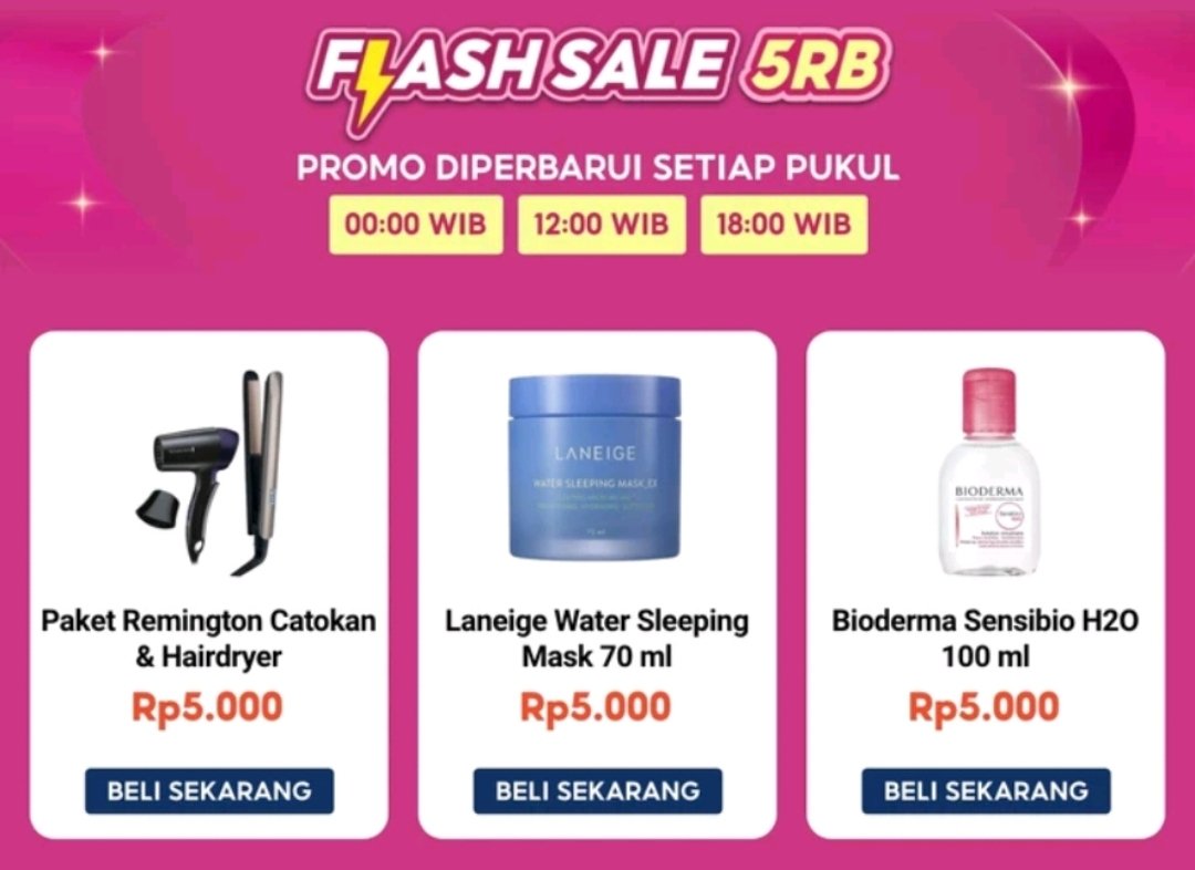 Flash Sale Beauty Rp5.000 ⏰ Jam 12:00 shope.ee/1Vcta4agjK