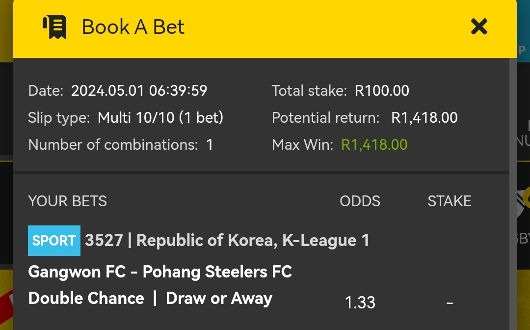 Special slip for the nation🇿🇦💛 @Easybet_SA ⏰Kickoff : 12:00 📑Copy Betslip easybet.co.za Book a bet easybet.co.za/share-a-bet/50… 📝Betslip Code : 501183 👌Promo Code : DDT50 Register 👇 ebpartners.click/o/lF7nqC #YellowArmy #YellowNation #EASYBETSA